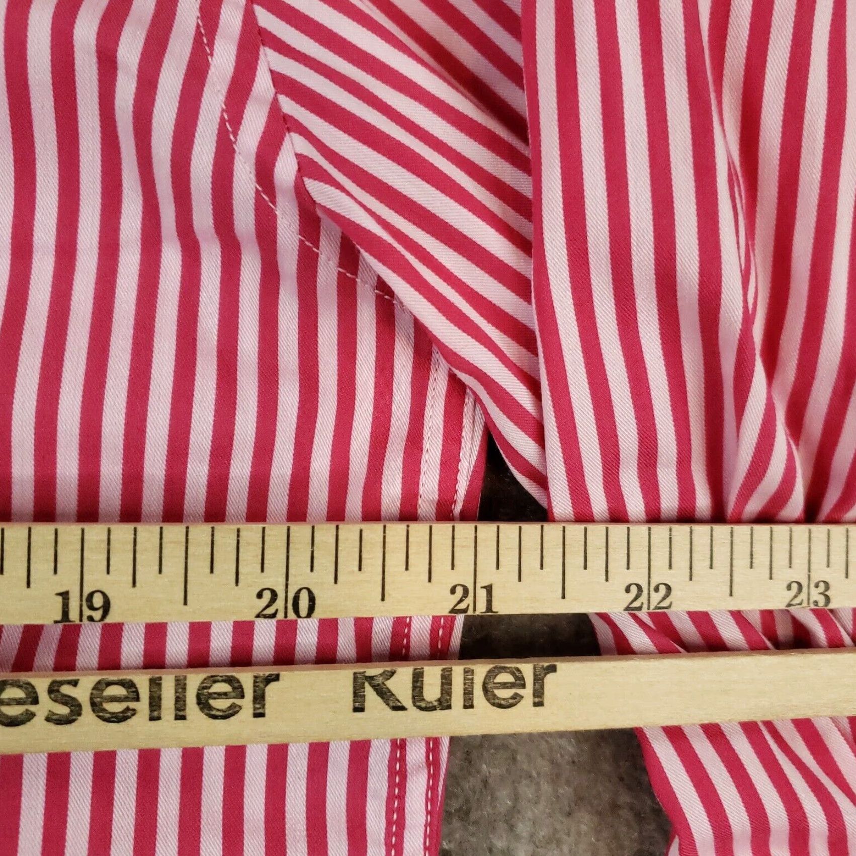 johnnie-O Johnnie-O Men's Medium Red and White Striped Long Sleeve Button Up Shirt Stretch Size US M / EU 48-50 / 2 - 4 Thumbnail