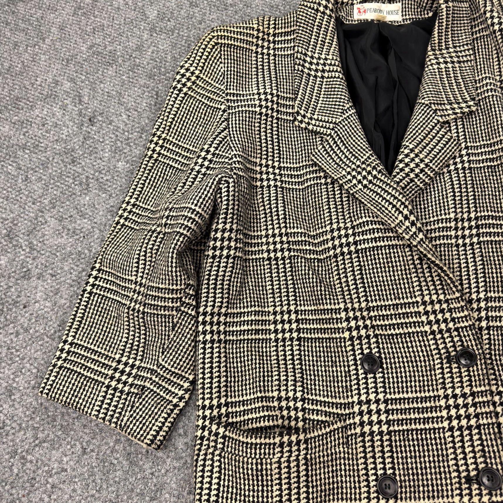 Vintage VINTAGE Peabody House Blazer Womens 9/10 Wool Houndstooth Black White Tweed Button Lined Pockets Shoulder Pads Chest Size M / US 6-8 / IT 42-44 - 5 Thumbnail