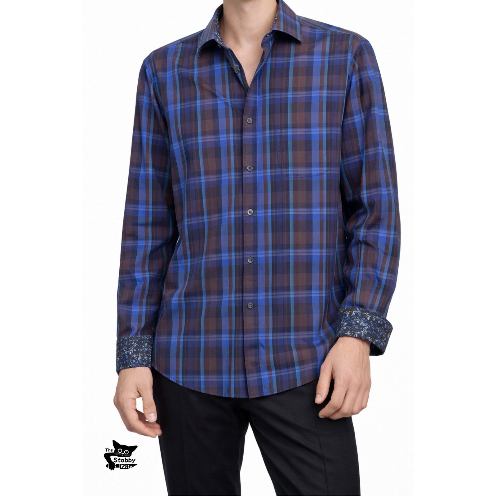 BUGATCHI Bugatchi Plaid Button Front Shirt Blue Brown Gray Men’s L Size US L / EU 52-54 / 3 - 5 Thumbnail