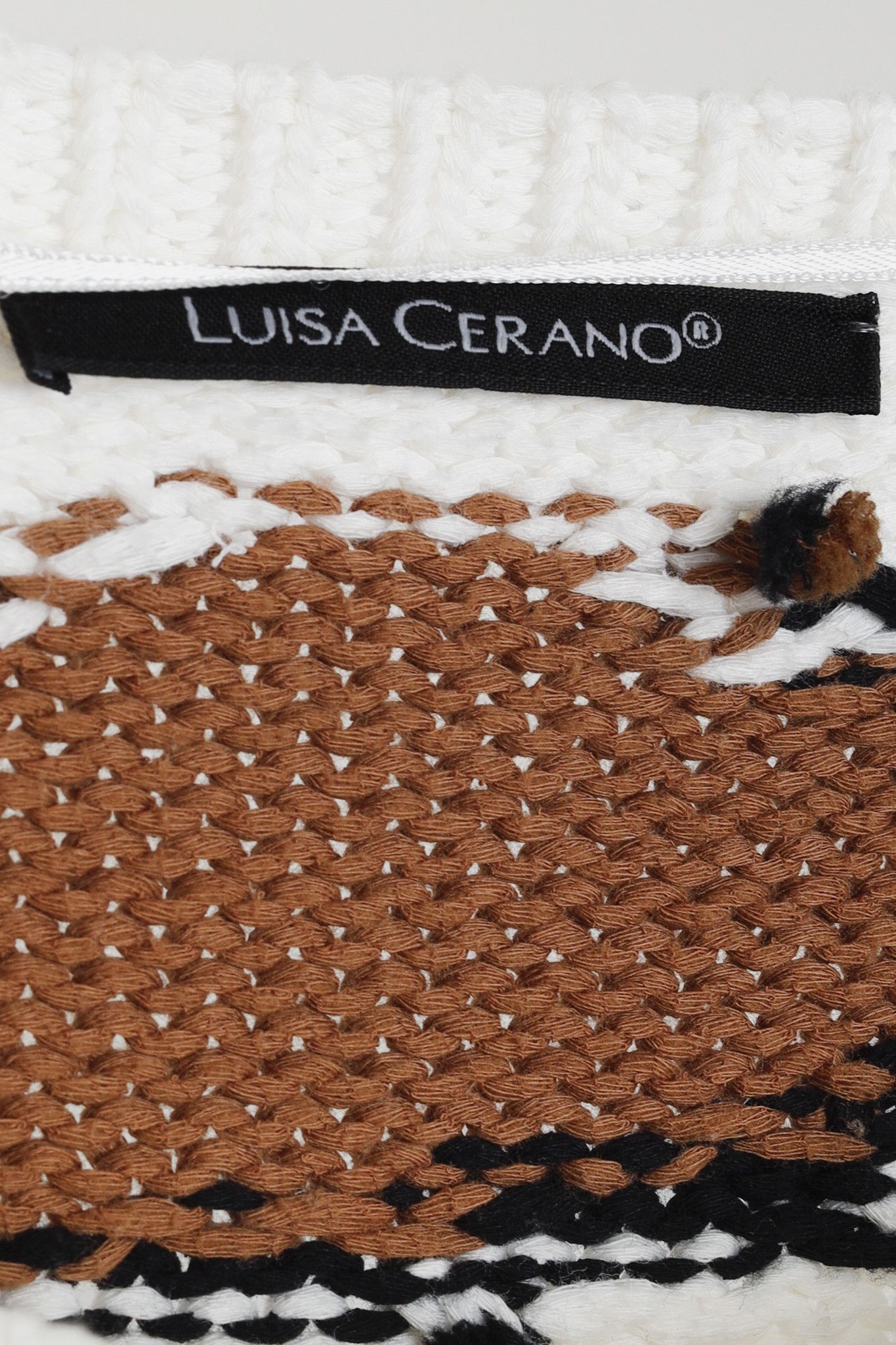 Luisa Cerano Luisa Cerano Cream Brown Animal Heart Print Pullover Size XL / US 12-14 / IT 48-50 - 4 Thumbnail