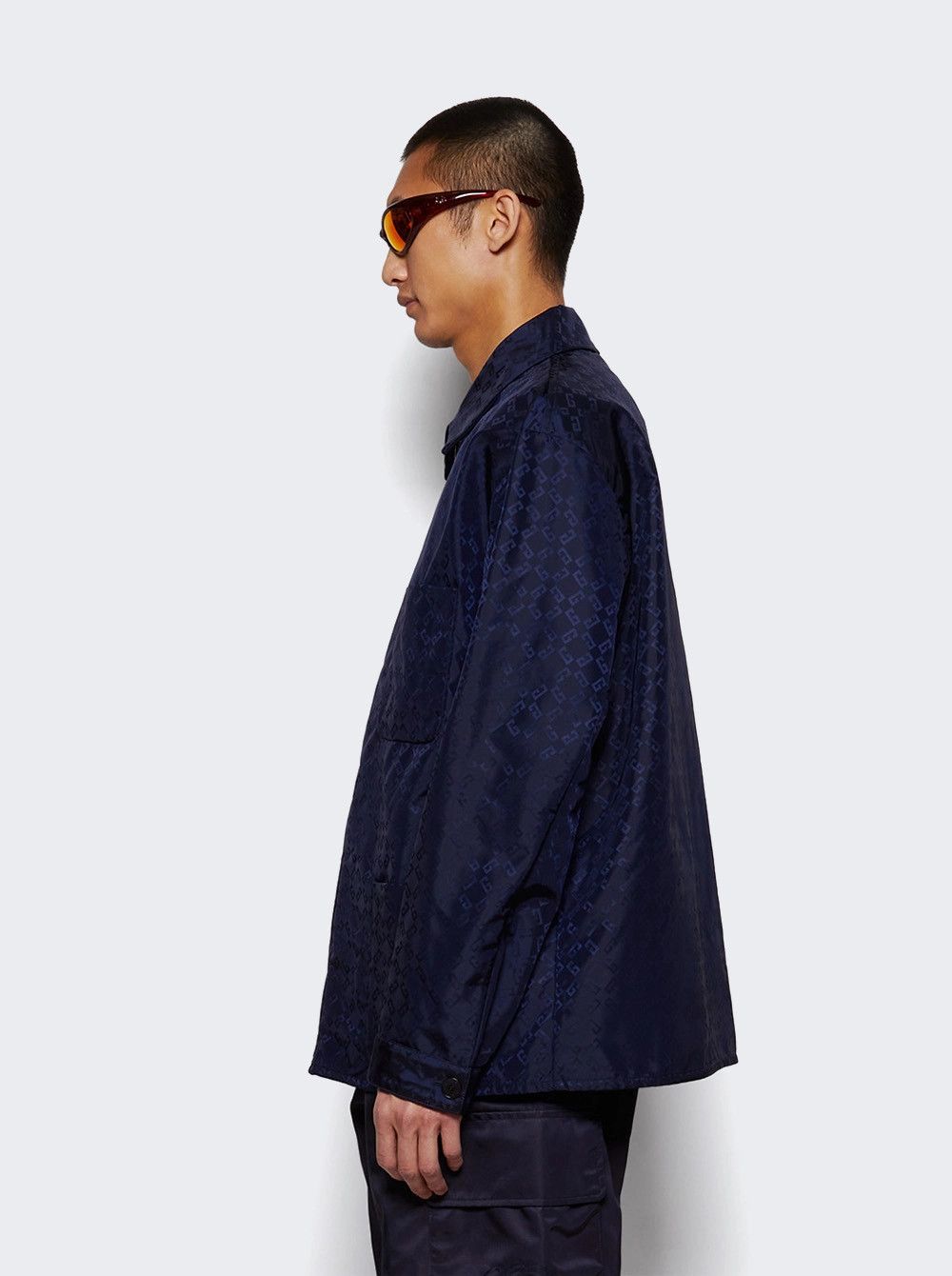 Givenchy o1mle0426 Over shirt in Monogram 72 Jacquard in Blue Size US L / EU 52-54 / 3 - 3 Thumbnail