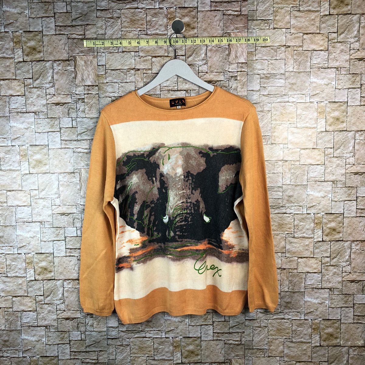 Japanese Brand × Vintage Evex big elephant Orange Knitwear #A1185 Size L / US 10 / IT 46 - 1 Thumbnail