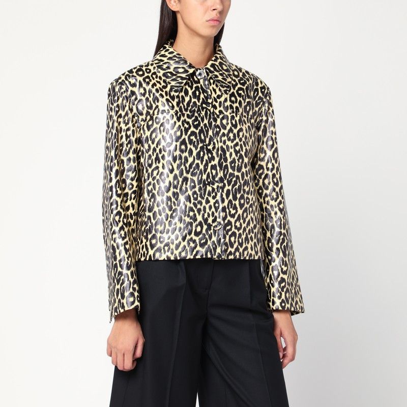 Jil Sander Leopard Print Jacket In Coated Fabric