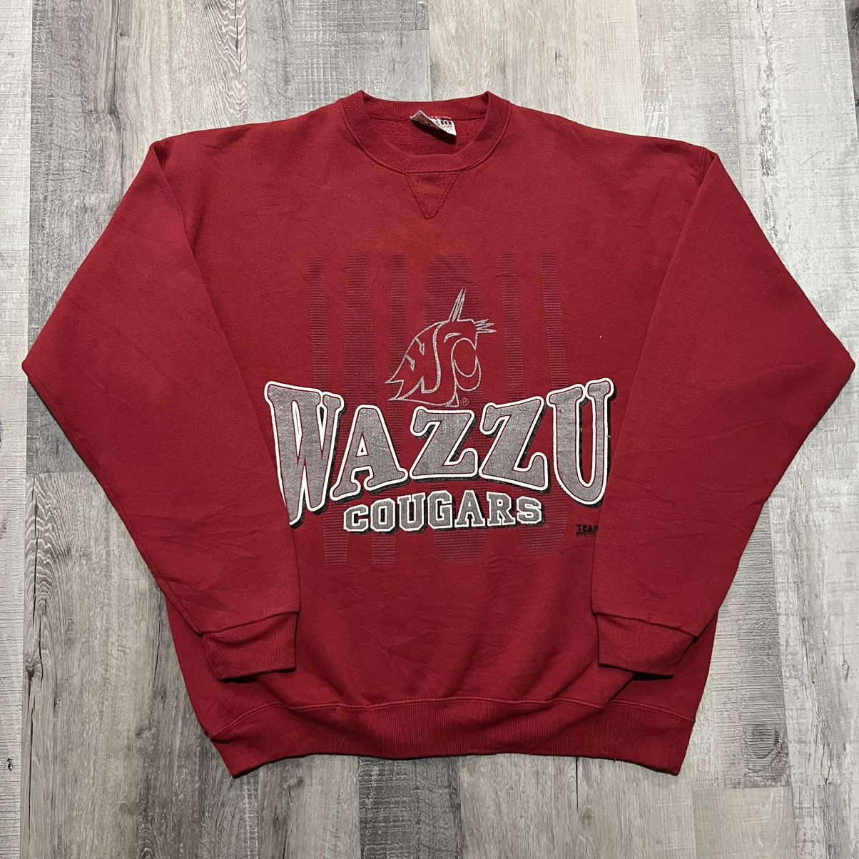 Vintage VTG Wazzu Cougars 90s Washington State University Sweatshirt Size US XL / EU 56 / 4 - 1 Thumbnail
