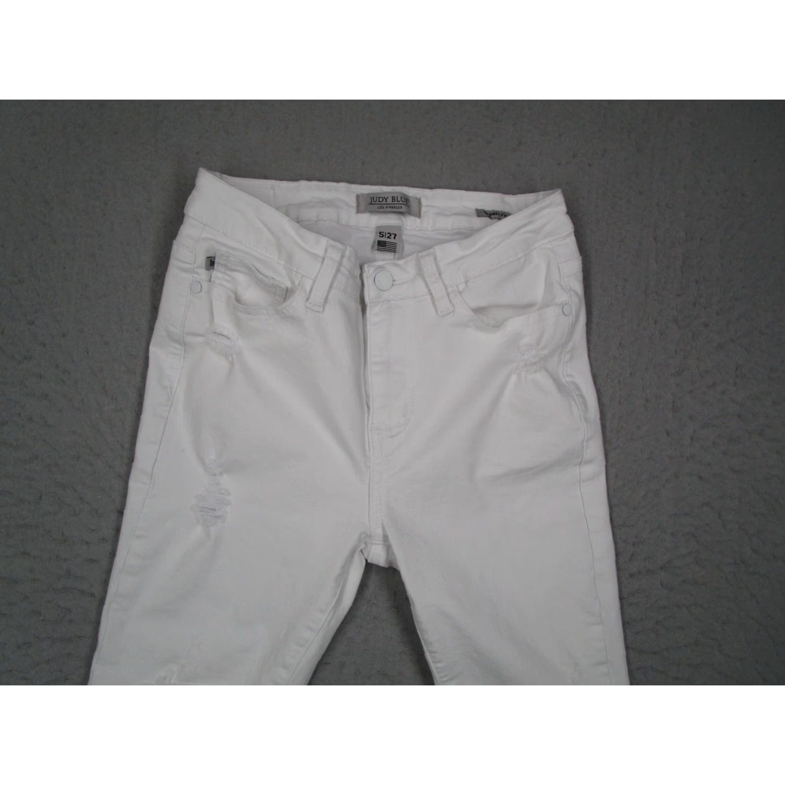 Denime Judy Blue Jeans Women White Skinny Mid Rise Distressed 5-Pocket Denim 27x28 Jeans Size 27" / US 4 / IT 40 - 2 Thumbnail