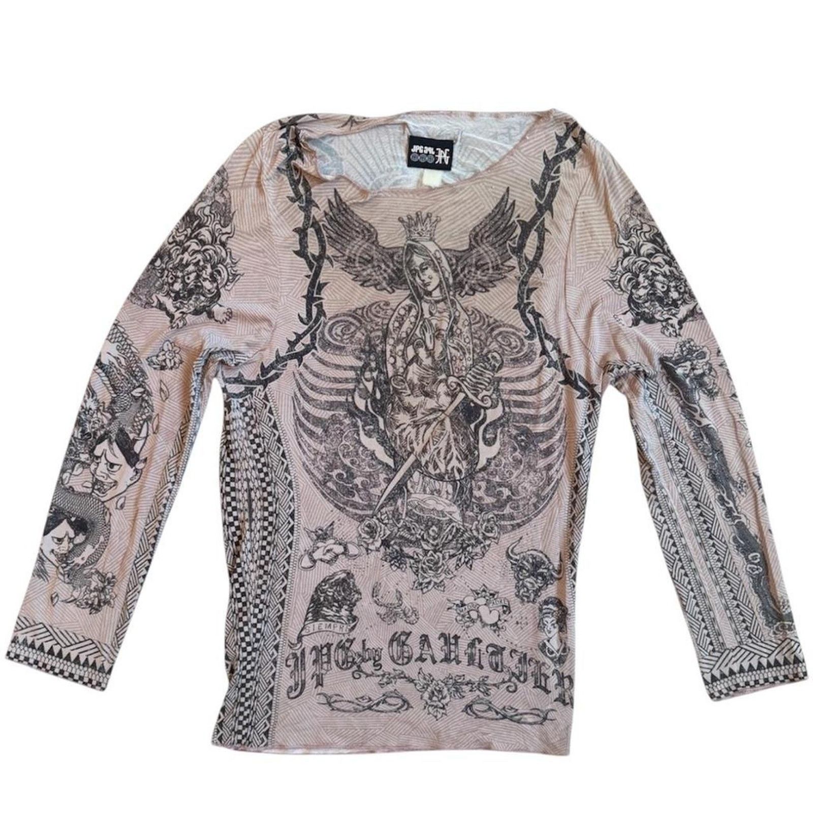 Jean Paul Gaultier Jean Paul Gaultier Jesus & Mary Tattoo Long Sleeve T-Shirt Size US M / EU 48-50 / 2 - 1 Thumbnail