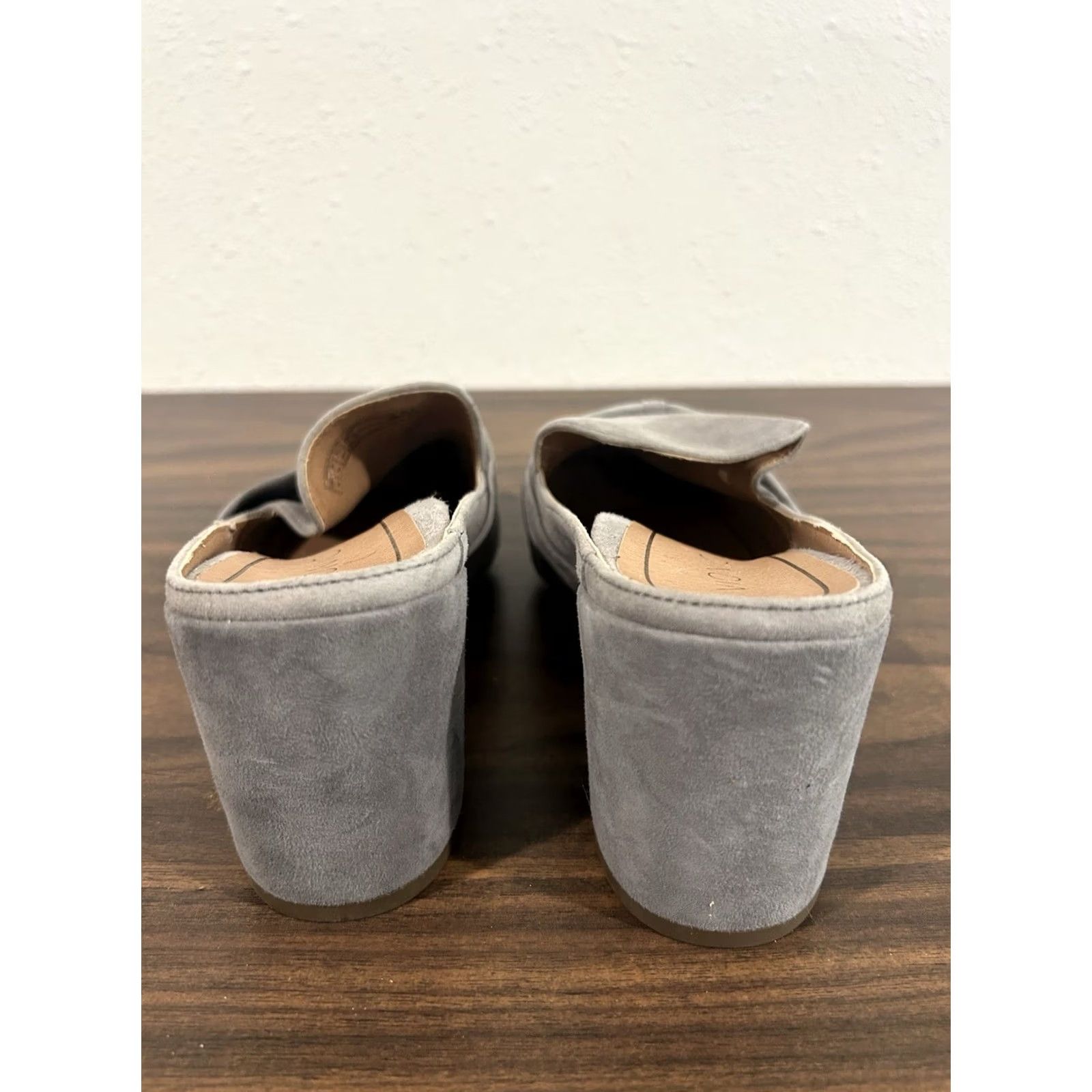 Vionic Vionic Presley Suede Mules Block Heel Slip On Loafers Grey 8 Womens Arch Support Bow Size US 8 / IT 38 - 3 Thumbnail