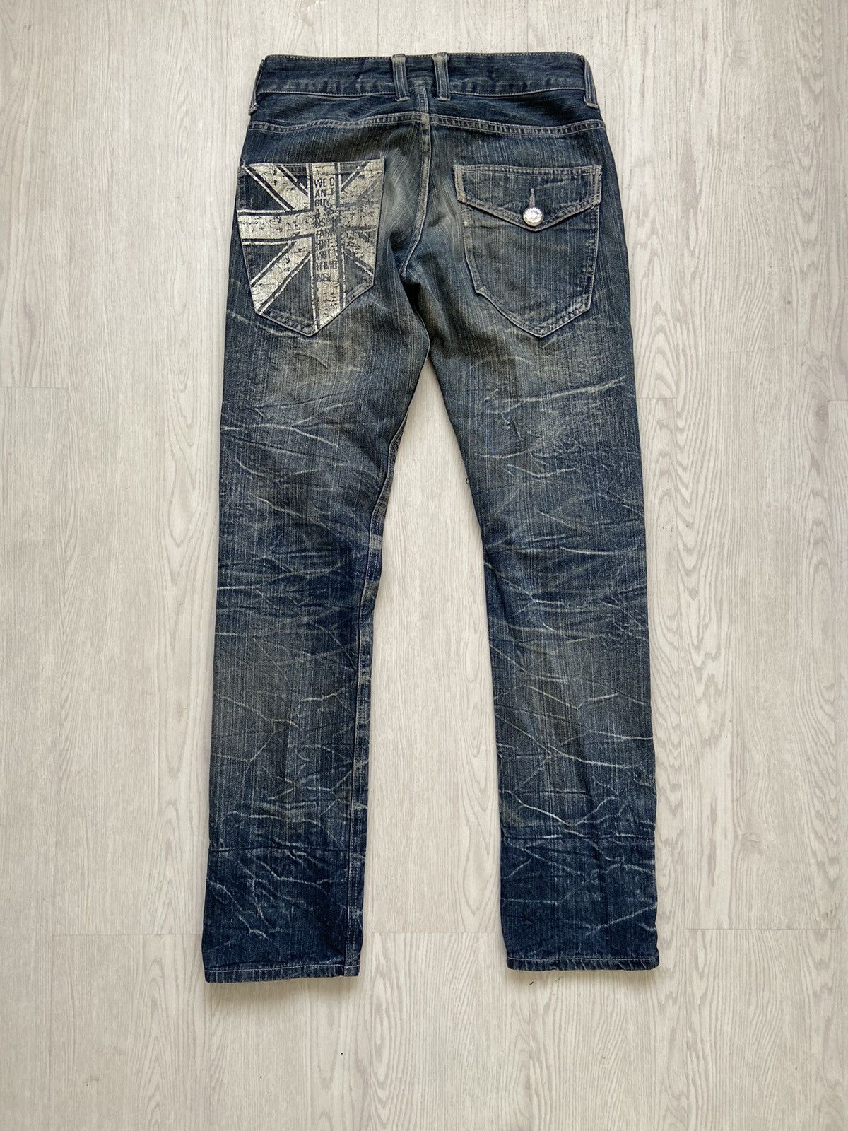 If Six Was Nine × Japanese Brand × Le Grande Bleu (L.G.B.) Vintage 2000’s Jack Serika Visual Kei Skull Crazy Denim Pant Size US 30 / EU 46 - 2 Thumbnail
