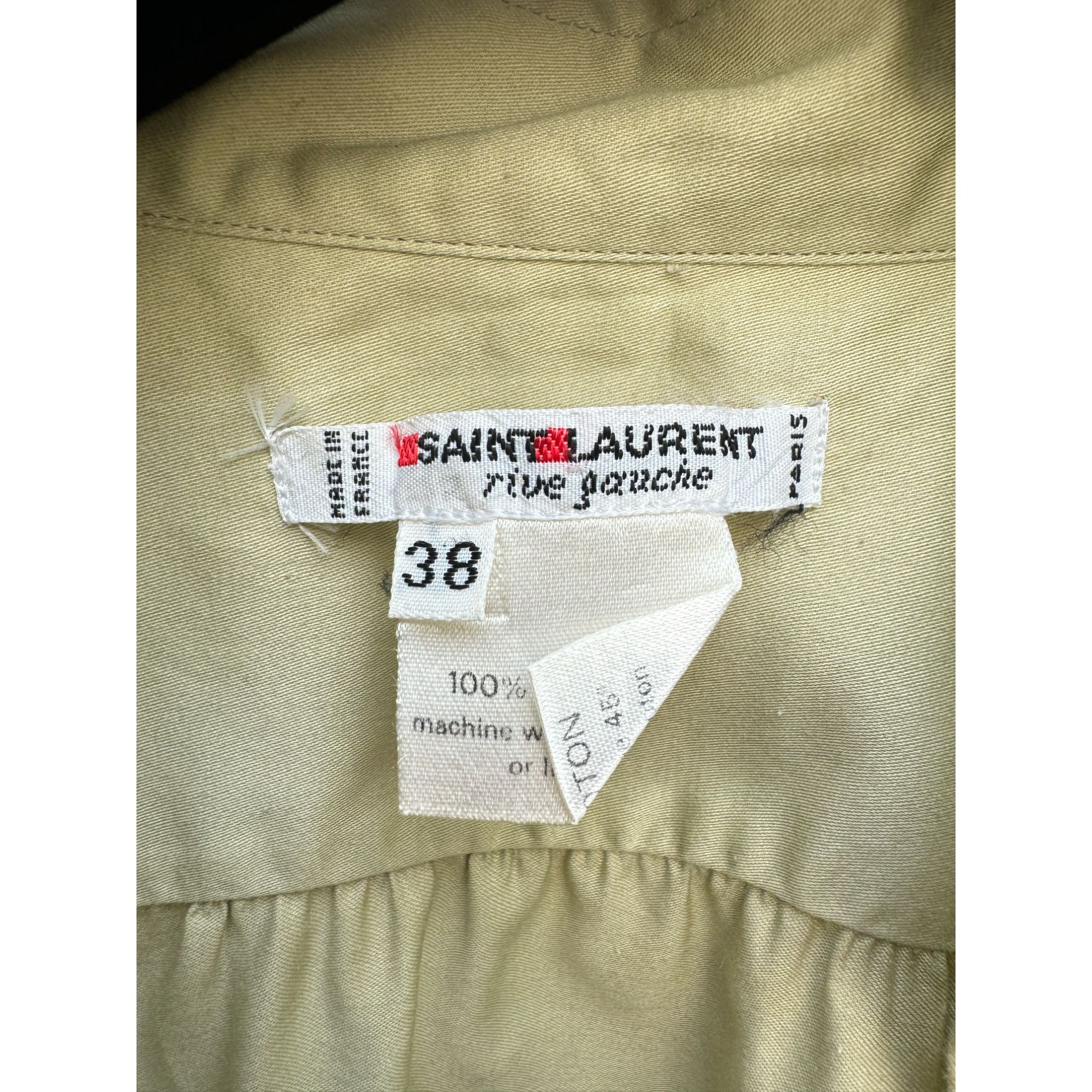 Yves Saint Laurent 1970s Light Kaki Shirt Size M / US 6-8 / IT 42-44 - 5 Thumbnail