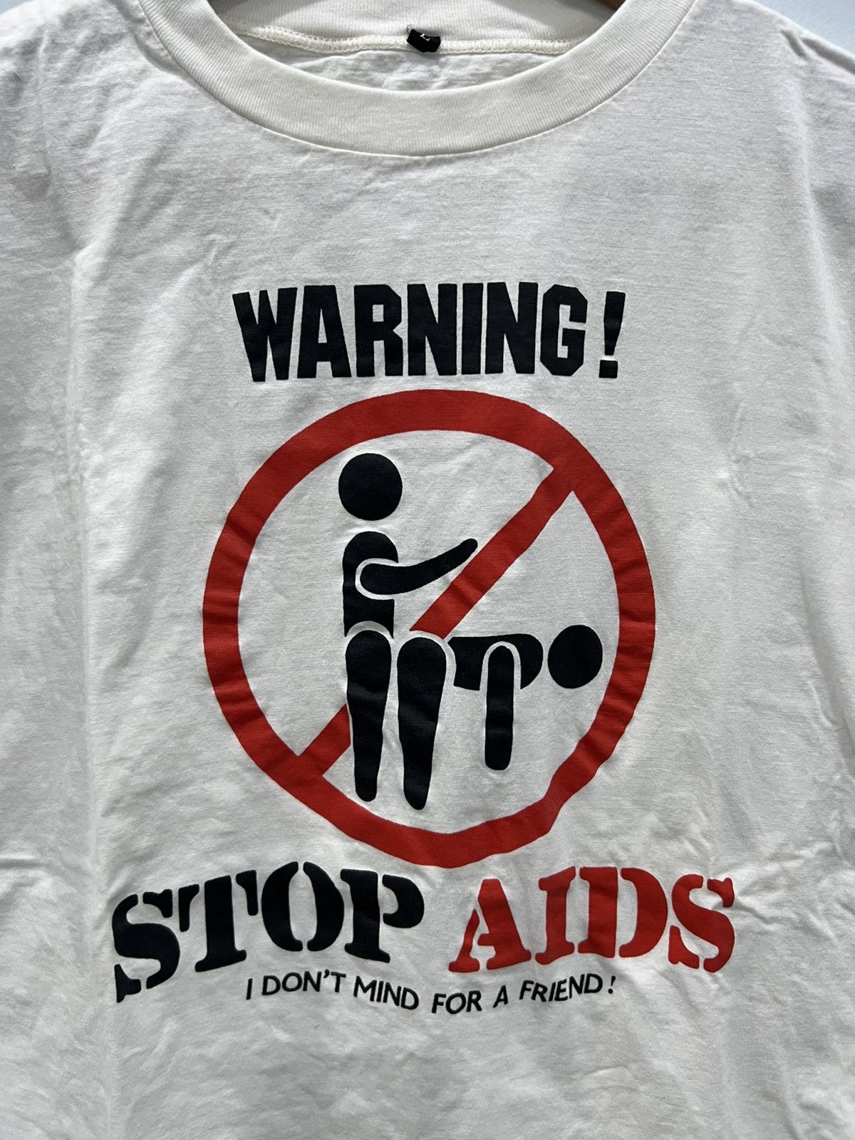 Vintage Warning! Stop Aids Vintage Tee Size US M / EU 48-50 / 2 - 2 Thumbnail
