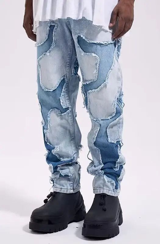VIBE Street irregular ripped raw edge straight jeans Size US 32 / EU 48 - 2 Thumbnail