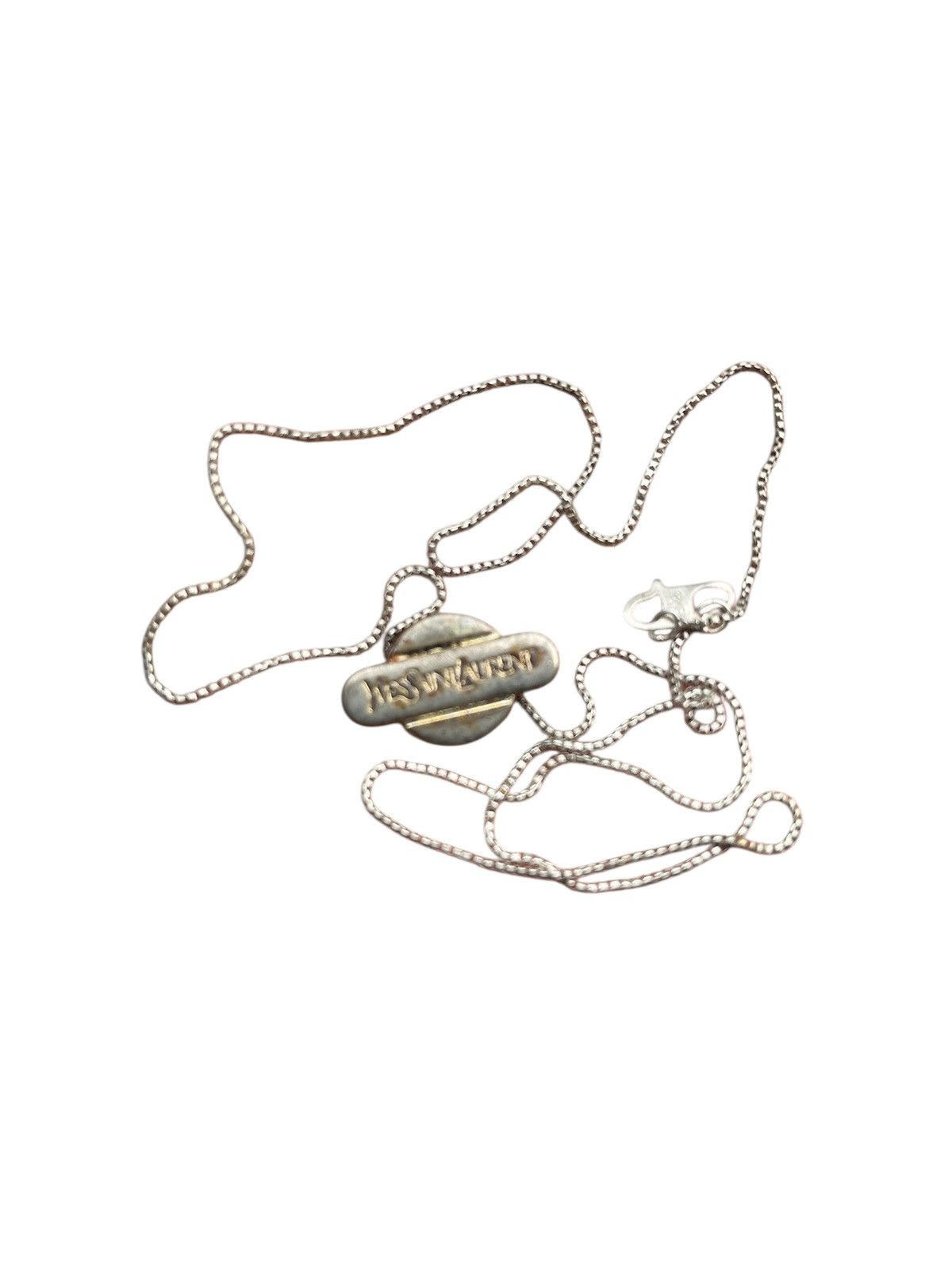 Yves Saint Laurent RARE Vintage YSL Yves Saint Laurent Logo Charm Necklace Size ONE SIZE - 4 Thumbnail