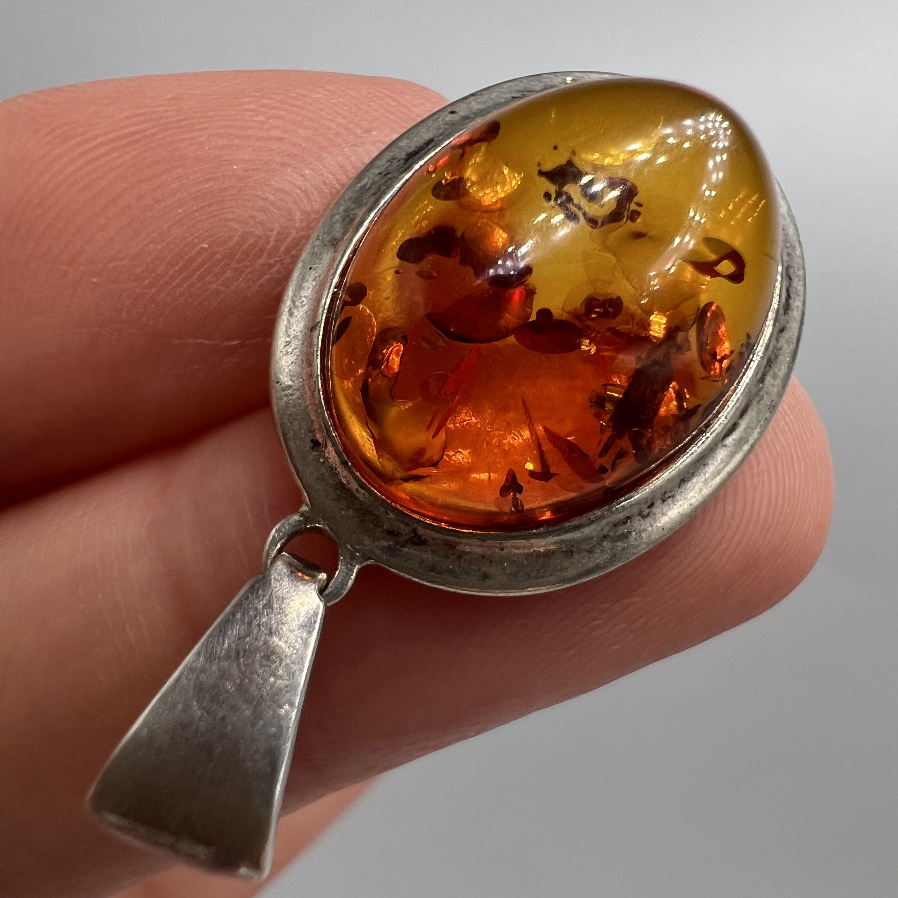Vintage Vintage Necklace Pendant Sterling Silver 925 Amber Jewelry Size ONE SIZE - 5 Thumbnail