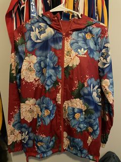 Adidas red best sale floral jacket