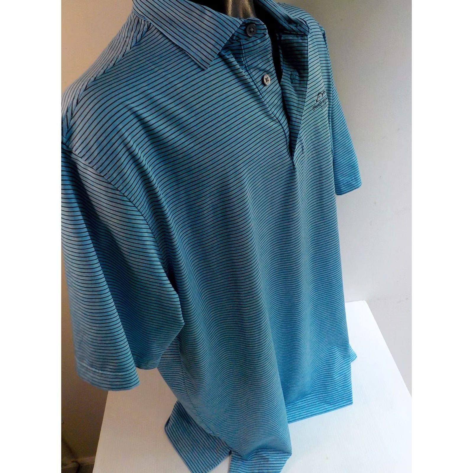 Footjoy VINTAGE Footjoy Polo Shirt Striped Logo Blue Navy XL Mens Size US XL / EU 56 / 4 - 3 Thumbnail