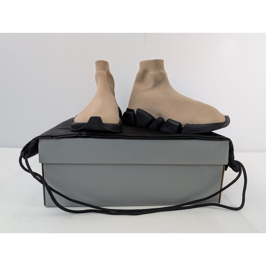 Balenciaga o1rshd1 Speed 2.0 LT Recycled Knit Sneaker in Beige / Black Size US 9 / EU 42 - 18 Thumbnail