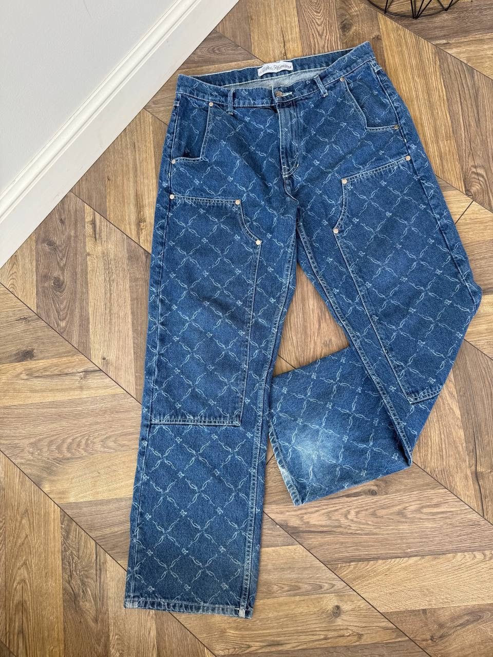 Designer Vintage Rare Humans Lasered Monogram Denim Pants Size US 33 - 2 Thumbnail