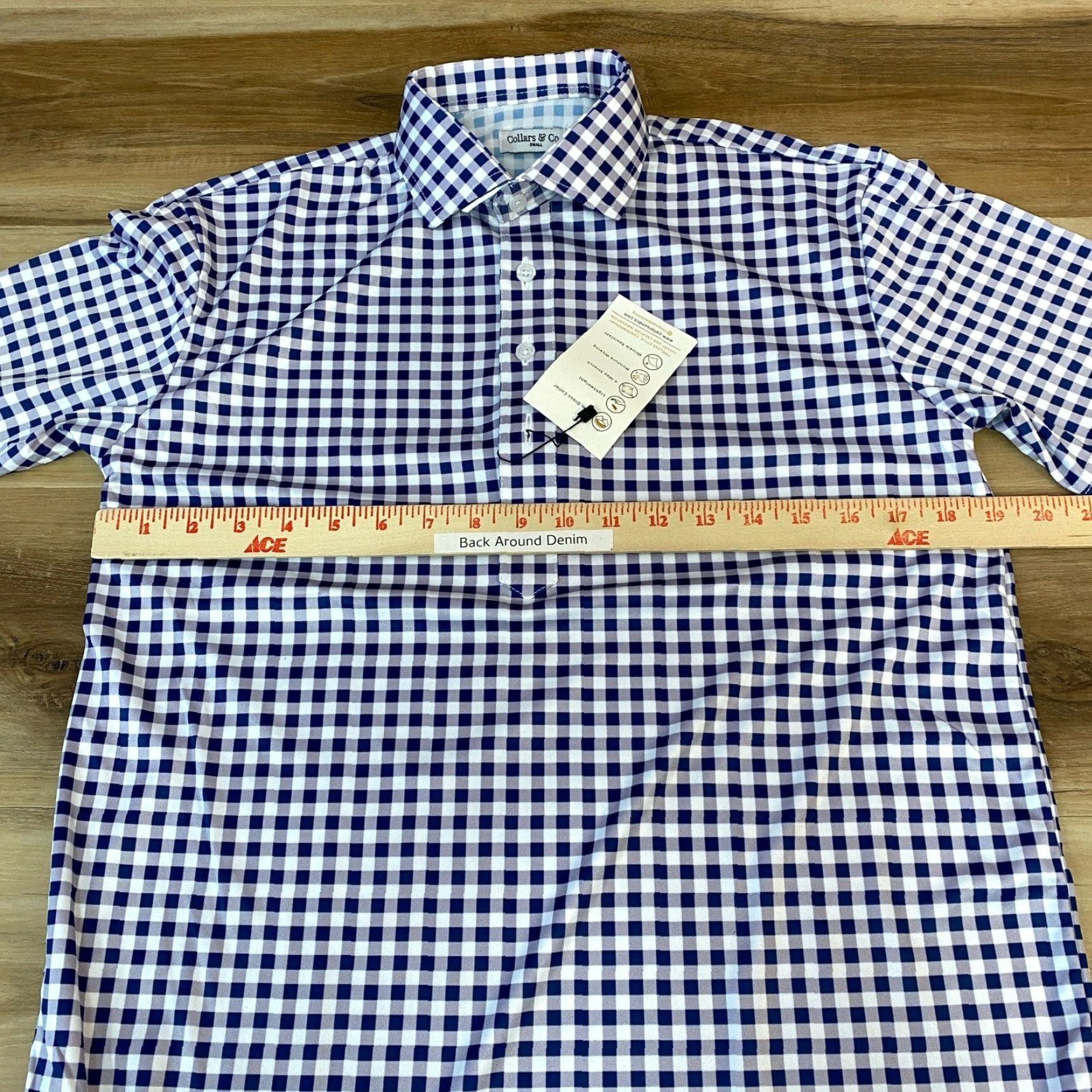 CO Collars & Co Mens Small Gingham Short Sleeve Button Down Dress Collar Polo Shirt Size 36R - 6 Thumbnail