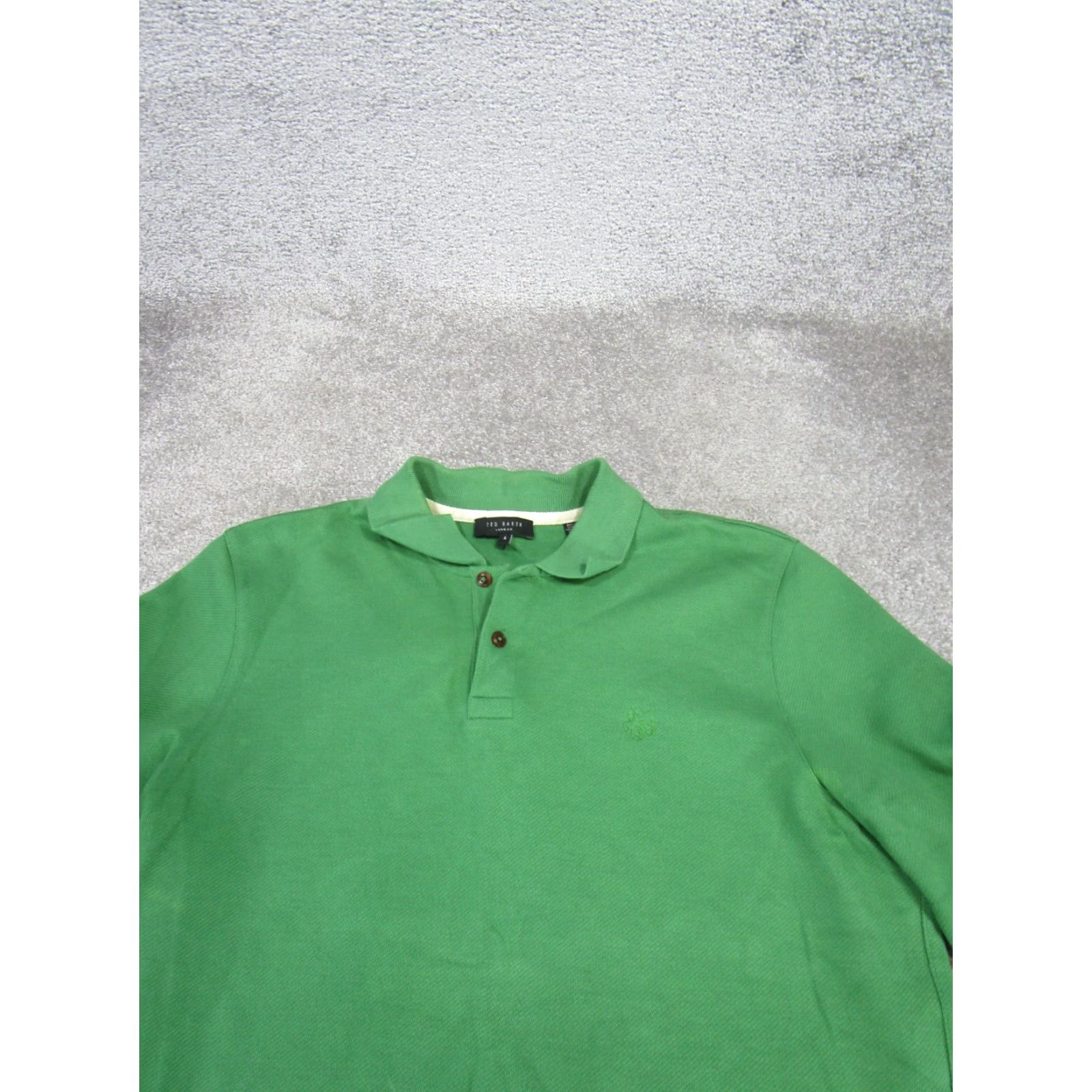 Ted Baker Ted Baker Polo Shirt Mens 4 Green Cotton Long Sleeve Casual Size US S / EU 44-46 / 1 - 2 Thumbnail