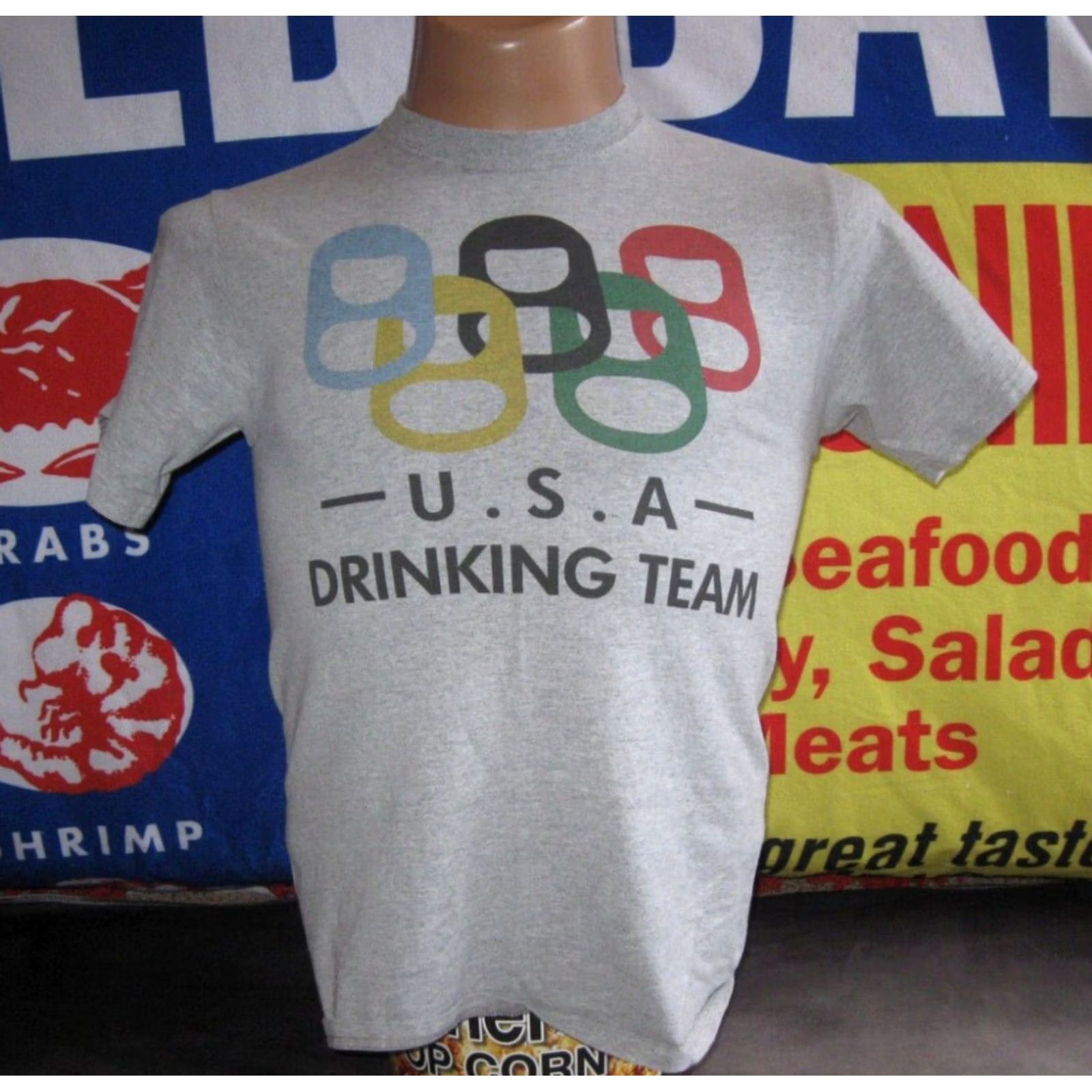 Port & Company USA Drinking Team T Shirt Mens Small Graphic Print Port & Company Gray 90% Cotton 10% Polyester BeER Theme USA 2010s Size US S / EU 44-46 / 1 - 2 Thumbnail