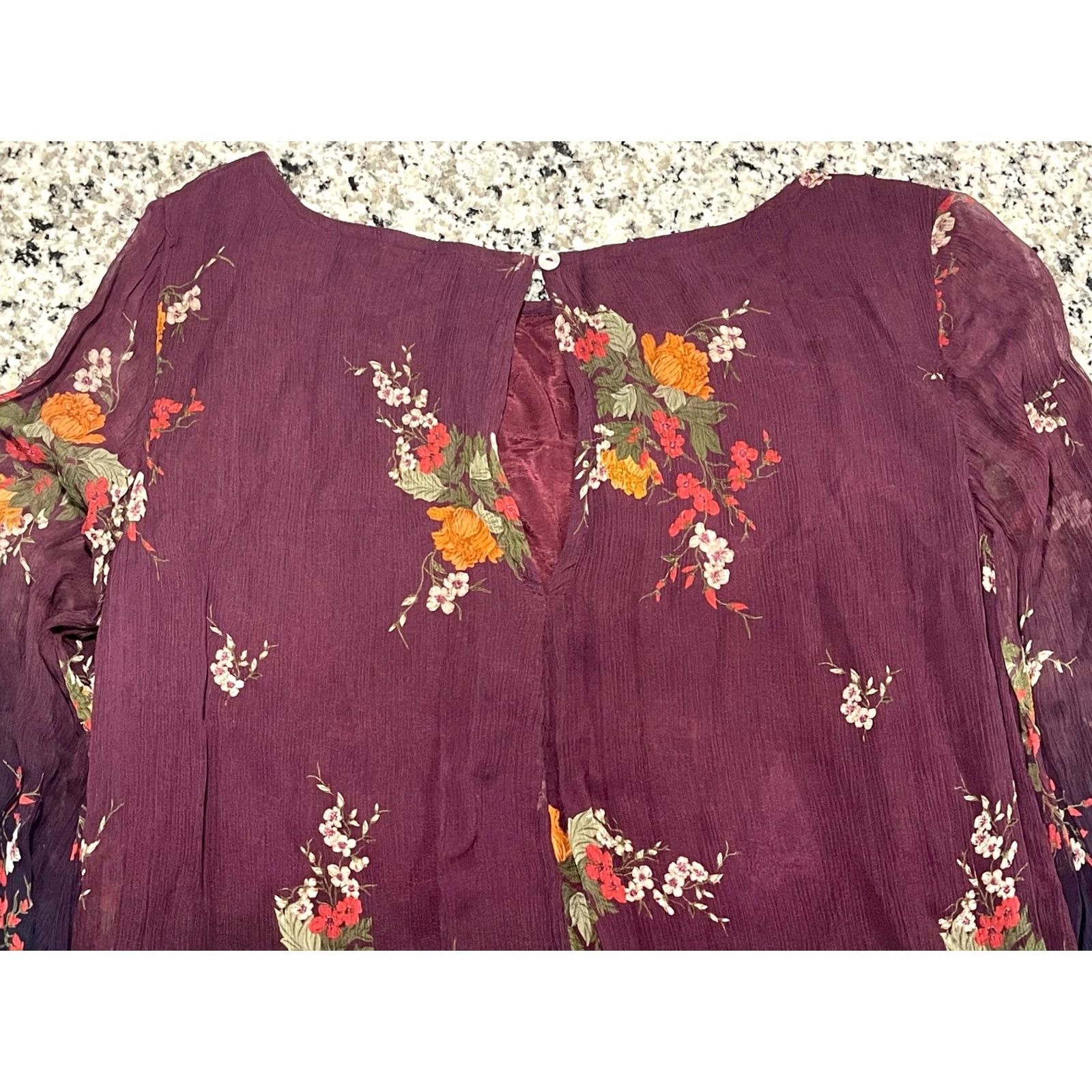Vintage Sundance Dress Womens S size Ombre Floral Chiffon Bell Sleeve Vandenberg Size S / US 4 / IT 40 - 8 Thumbnail