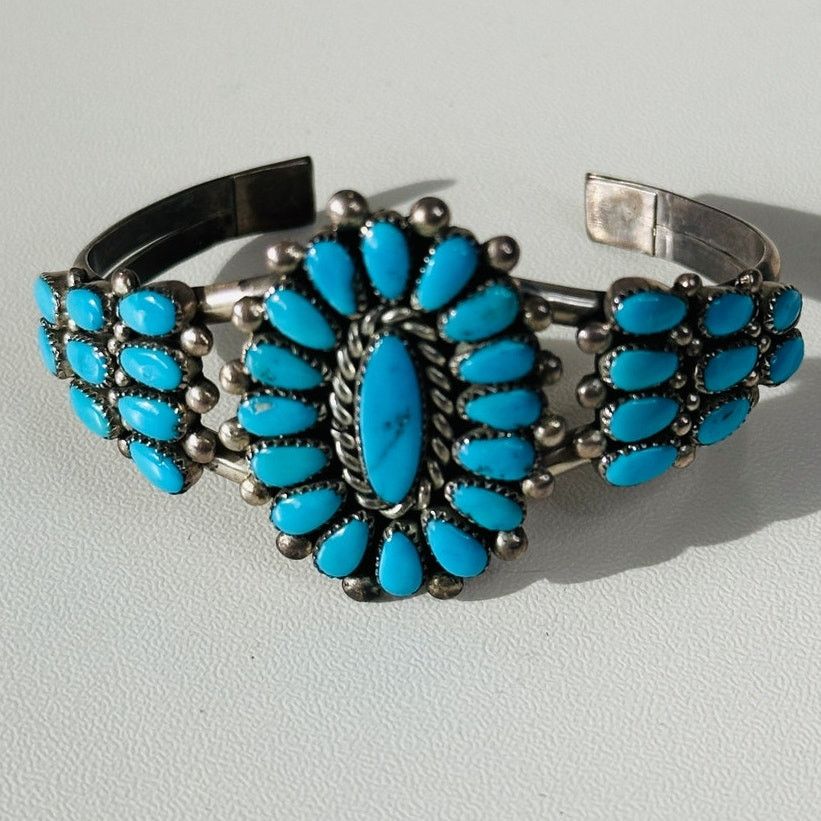 Other Zuni Alice Quam Turquoise Native American Silver Bracelet Size ONE SIZE - 4 Thumbnail