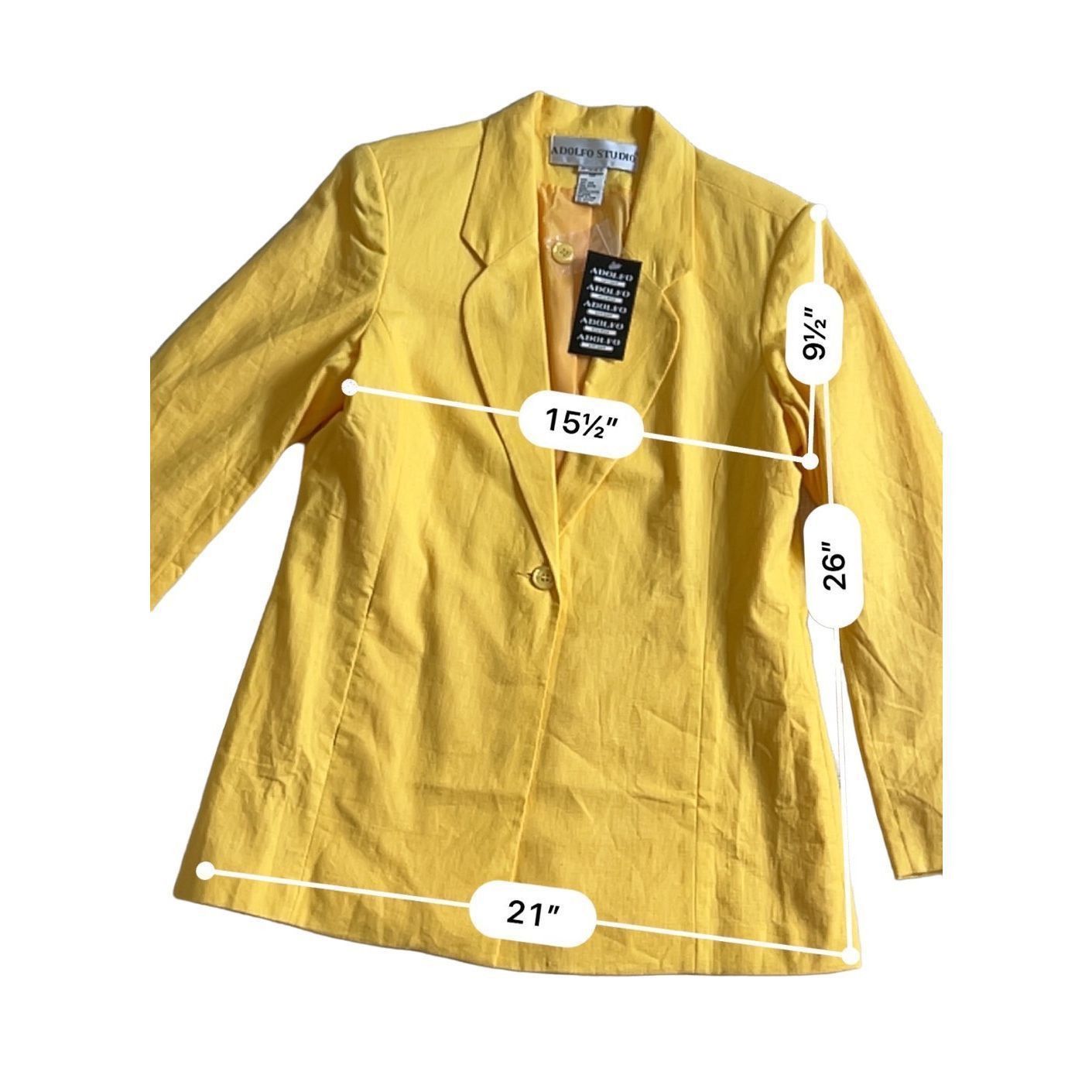 Adolfo Dominguez Adolfo Studio linen Blazer Open Front Fashion Long Sleeve Ye Size L / US 10 / IT 46 - 3 Thumbnail