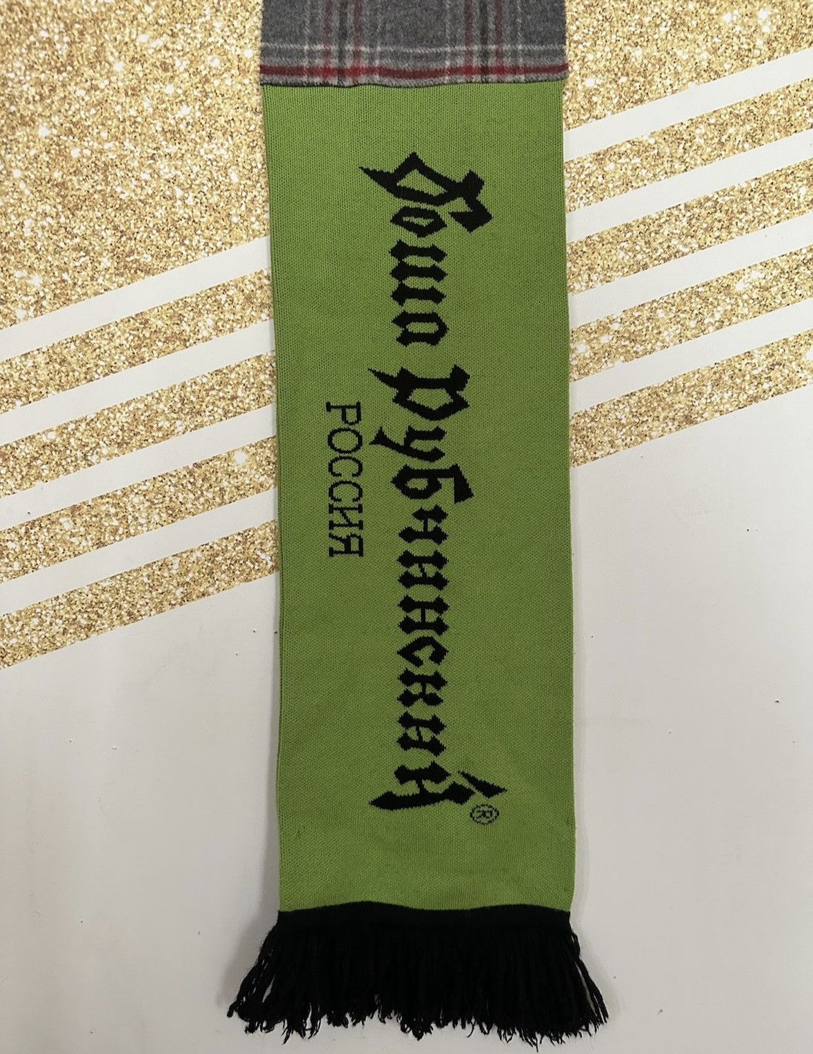 image of Gosha Rubchinskiy Scarf 2 Fabrics in Grey, Men's