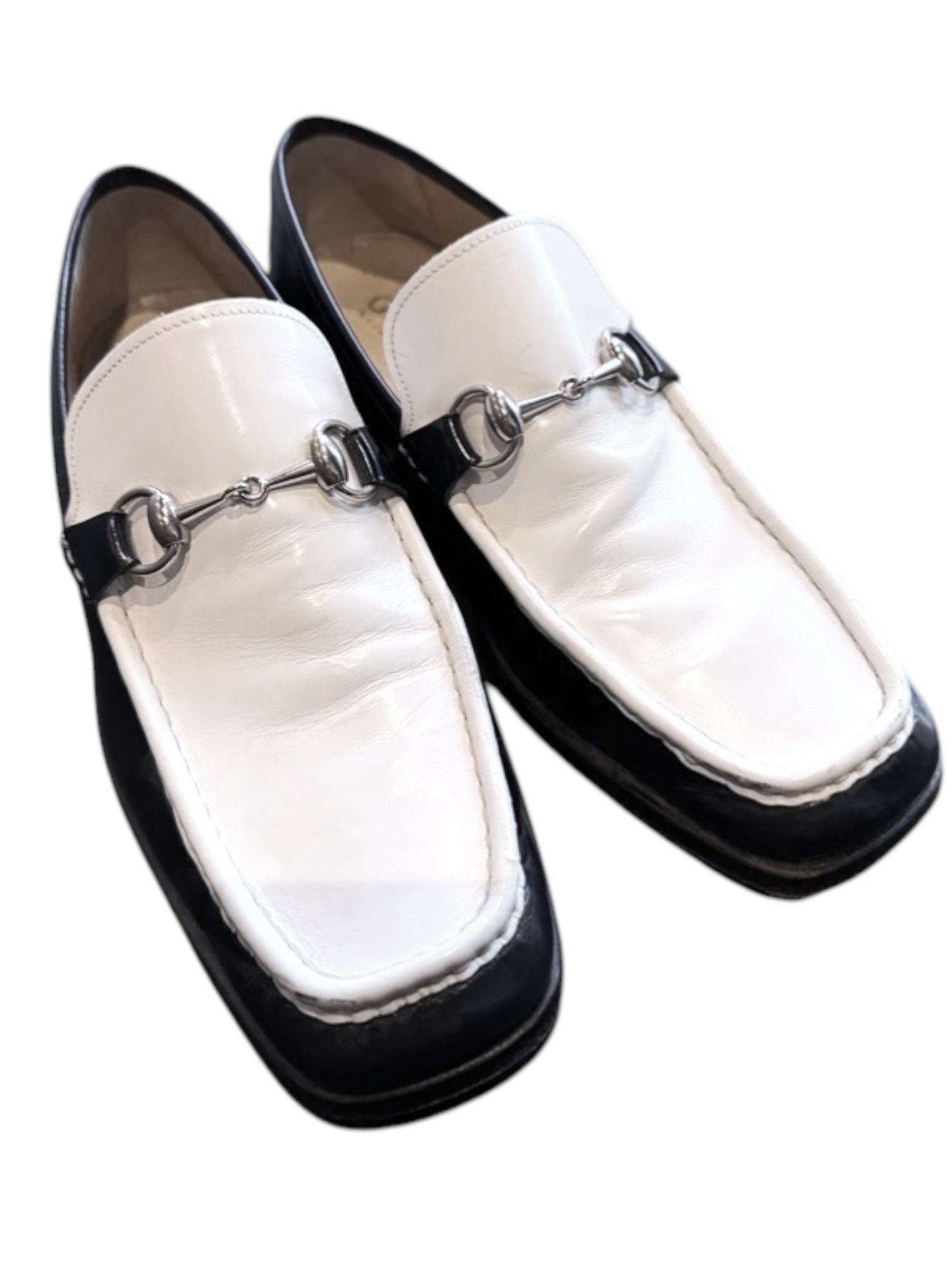 Gucci Gucci Two-Tone Horsebit Loafers in Blue & White Leather Size US 11 / EU 44 - 1 Thumbnail