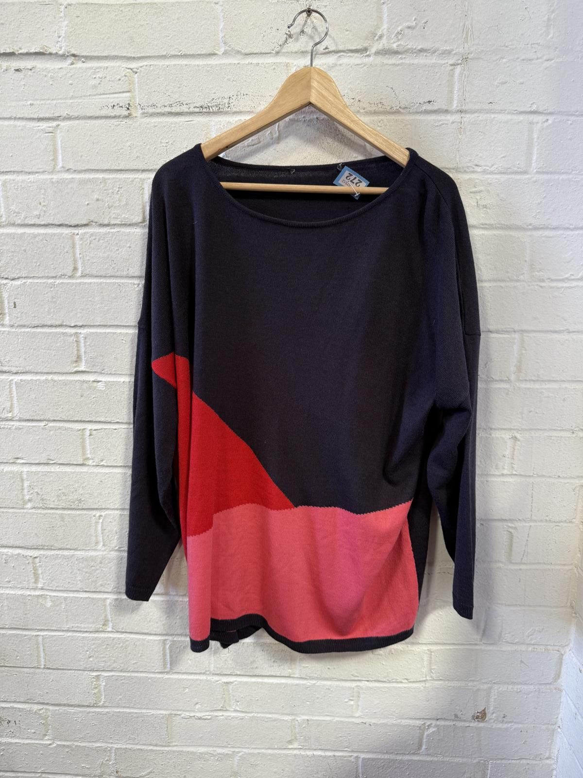 Eileen Fisher Eileen Fisher Color Block Crew Neck Sweater Size L / US 10 / IT 46 - 1 Thumbnail
