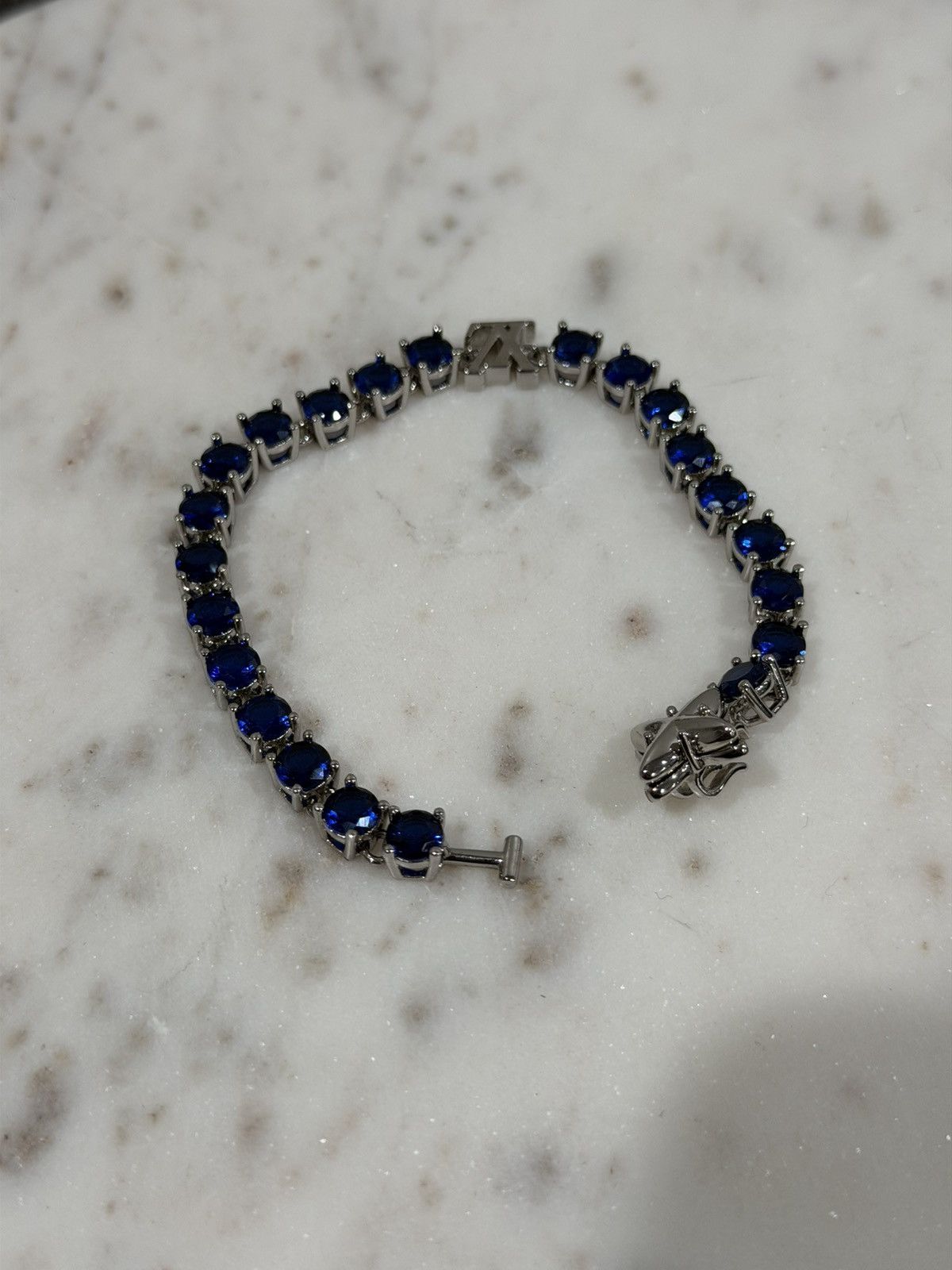 Louis Vuitton Louis Vuitton LV Blue Crystal Charm Silver Bracelet Size ONE SIZE - 3 Thumbnail