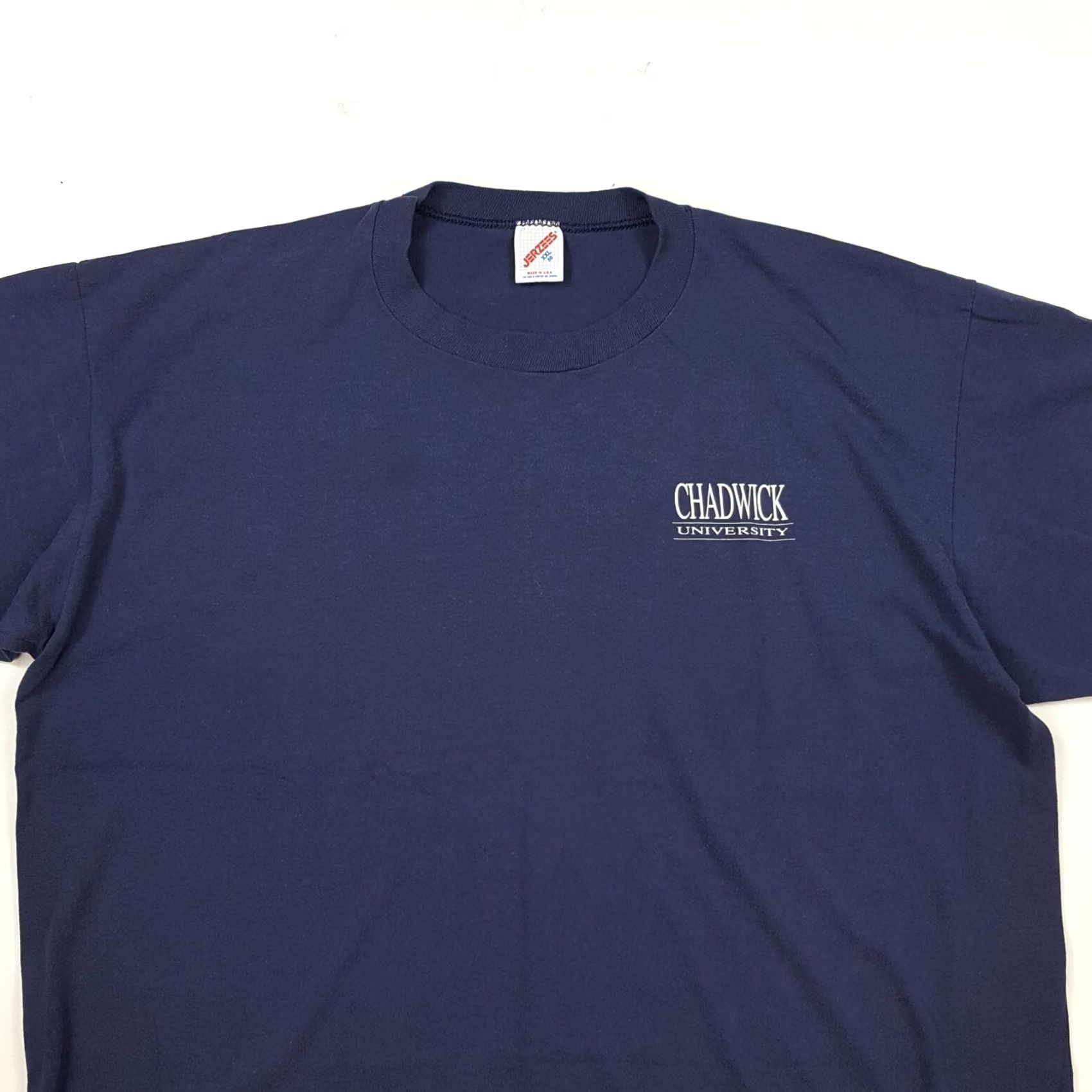 Jerzees Vintage 90s Chadwick University Faded Blue 2XL Distressed College T Shirt Mens Vintage 90s Size US XXL / EU 58 / 5 - 2 Thumbnail