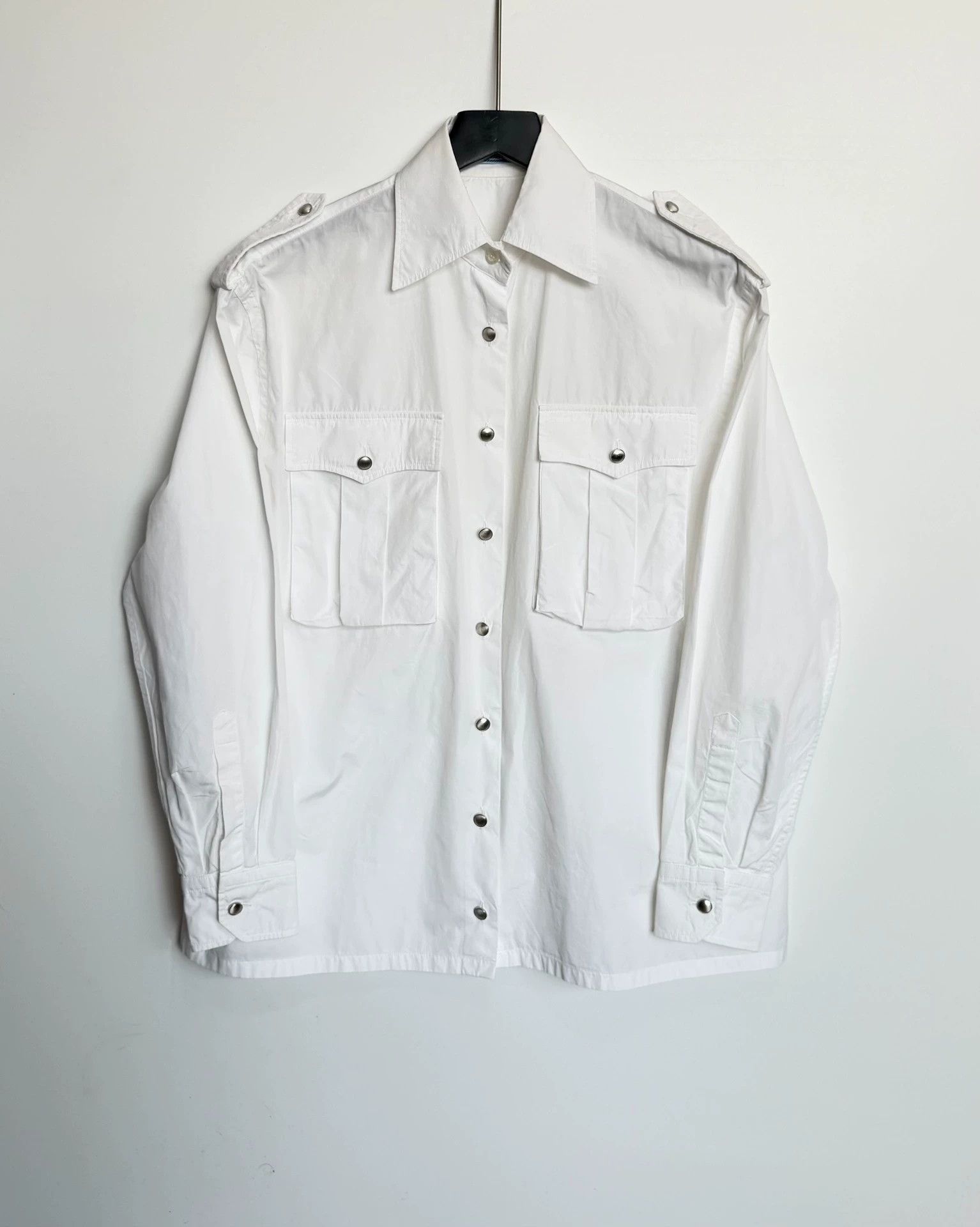 Prada Military Buckle White Shirt - Size 38