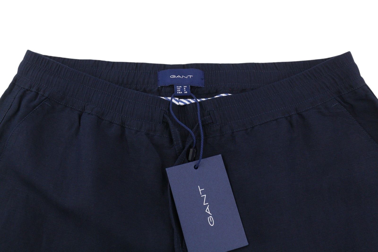 Gant SUMMER LINEN EU34 Dark Blue Elastic Waist Pants 85150 Size 28" / US 6 / IT 42 - 4 Thumbnail