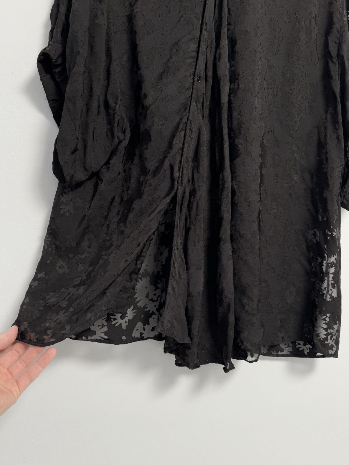 Stella McCartney STELLA MCCARTNEY Black Silk Ruched Shirt Blouse Top Size XL / US 12-14 / IT 48-50 - 3 Thumbnail