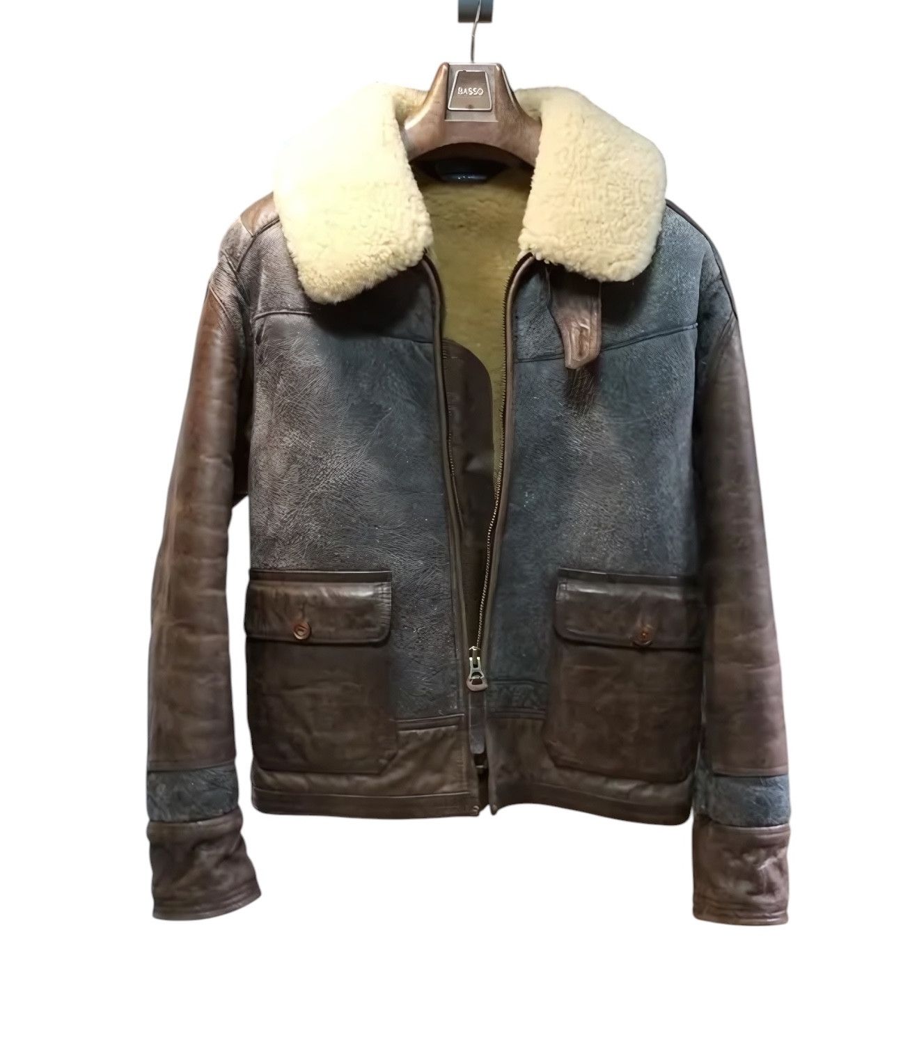 SHEARLING B-3 AVIATOR LEATHER BOMBER JACKET