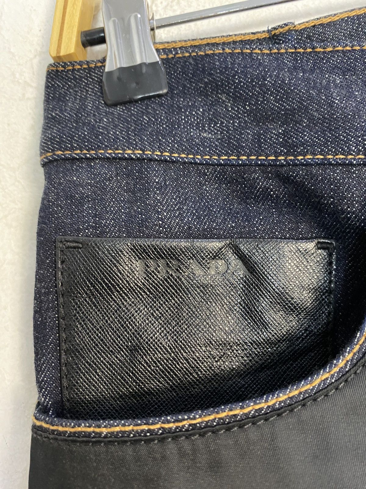 Prada Prada Italy Nylon Black Panel Selvedge Indigo Denim Jeans Size US 29 - 8 Thumbnail