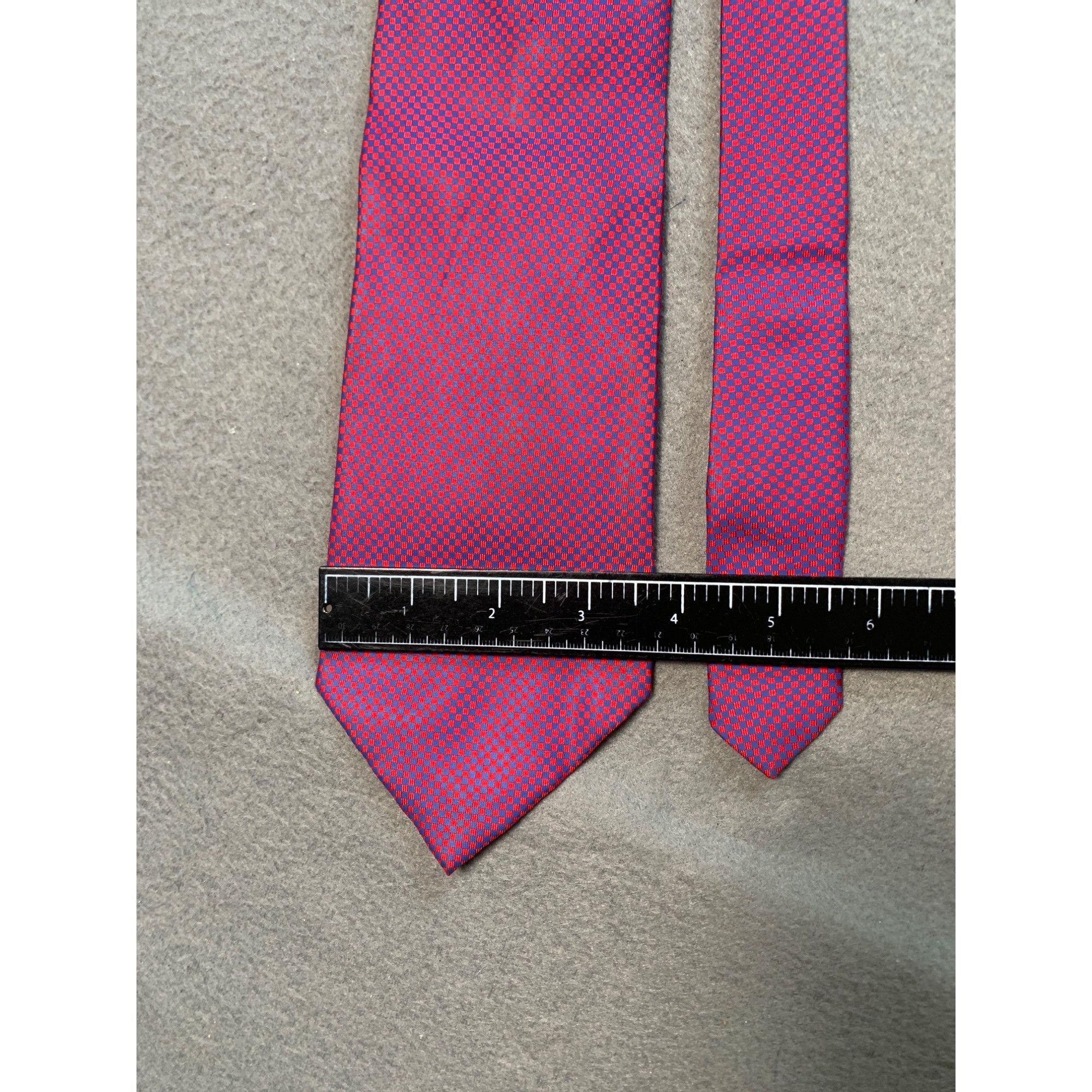 Other Eduardo Luigi Mens Silk Tie Red Blue Checkered Pattern Made Size ONE SIZE - 2 Thumbnail