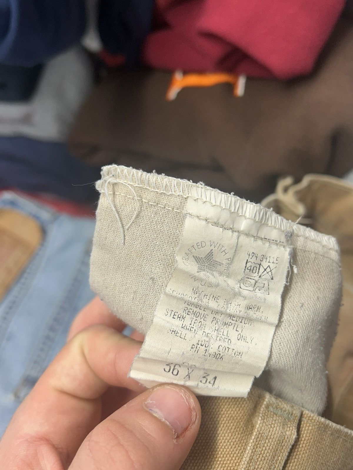 Carhartt Crazy Vintage 90s Distressed Carhartt Double Knees Beige Tan Size US 35 - 4 Thumbnail