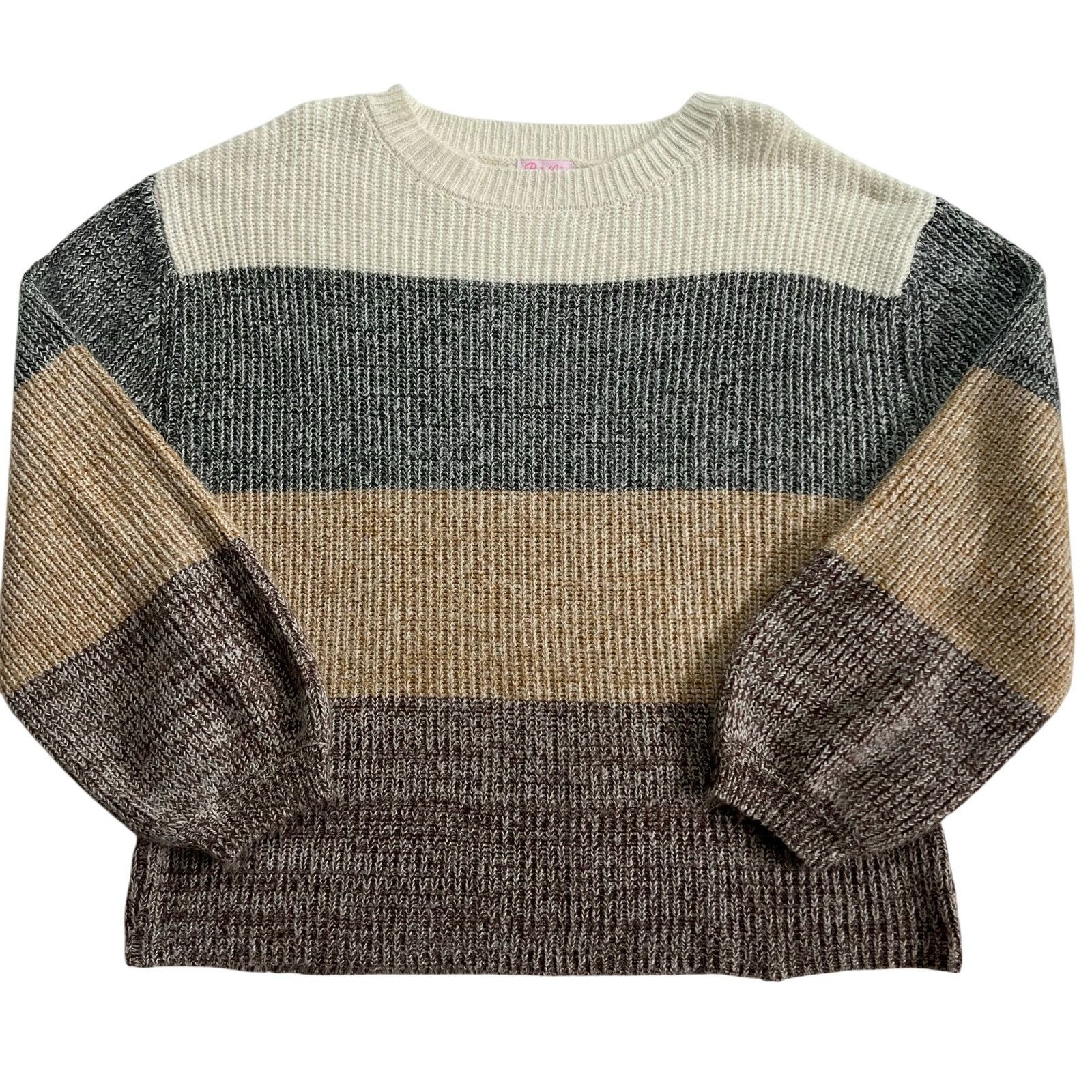 Other Pink Lily Color Block Ribbed Sweater Womens M Balloon Sleeve Size M / US 6-8 / IT 42-44 - 1 Thumbnail