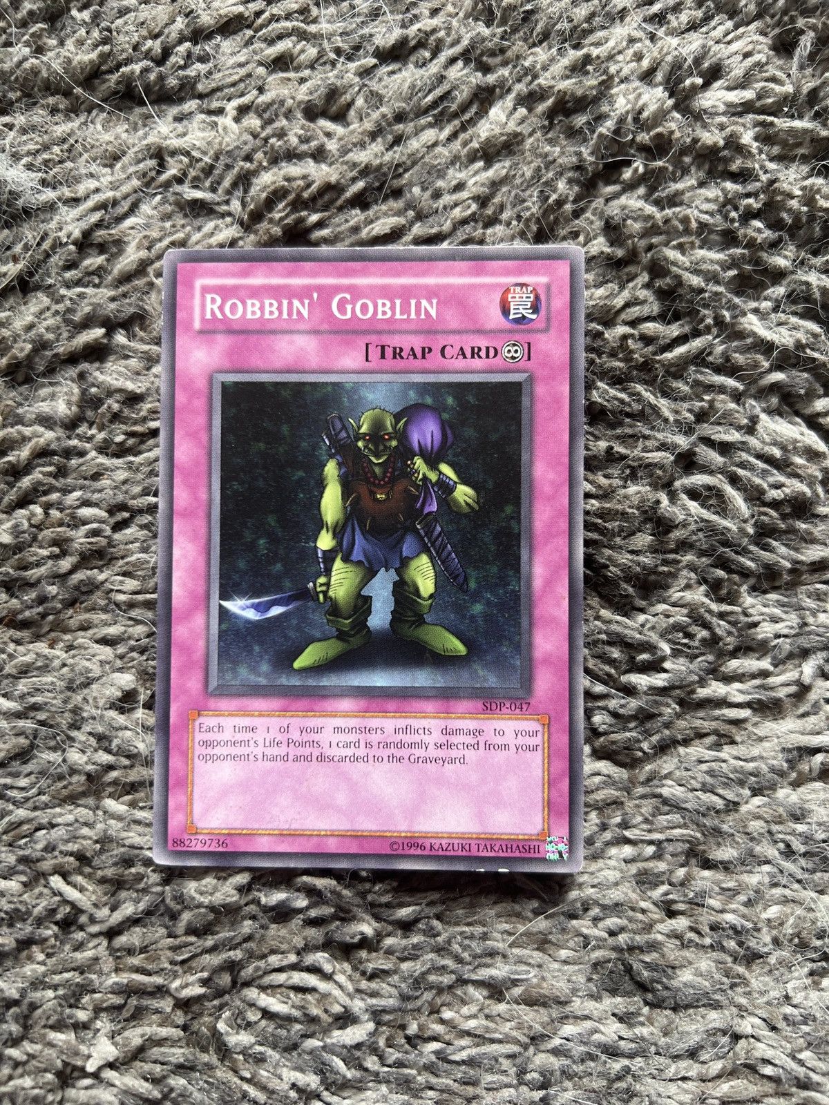 Vintage 1996 Konami Yu-Gi-Oh! Robbin’ Goblin Card Size ONE SIZE - 1 Thumbnail