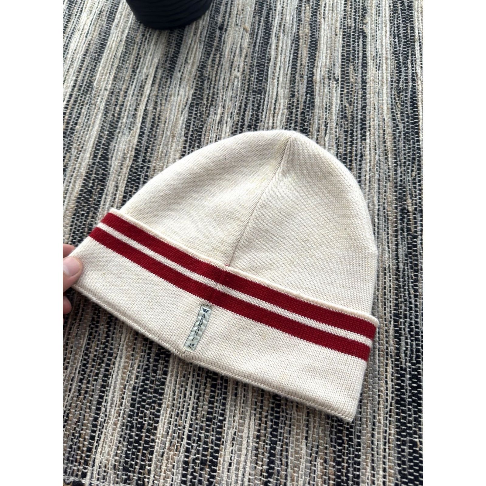 Vintage VINTAGE Armani Jeans Beanie Hat One Size Mens White 90s Retro Designer Streetwear Classic Big Logo Size US 35 - 5 Thumbnail
