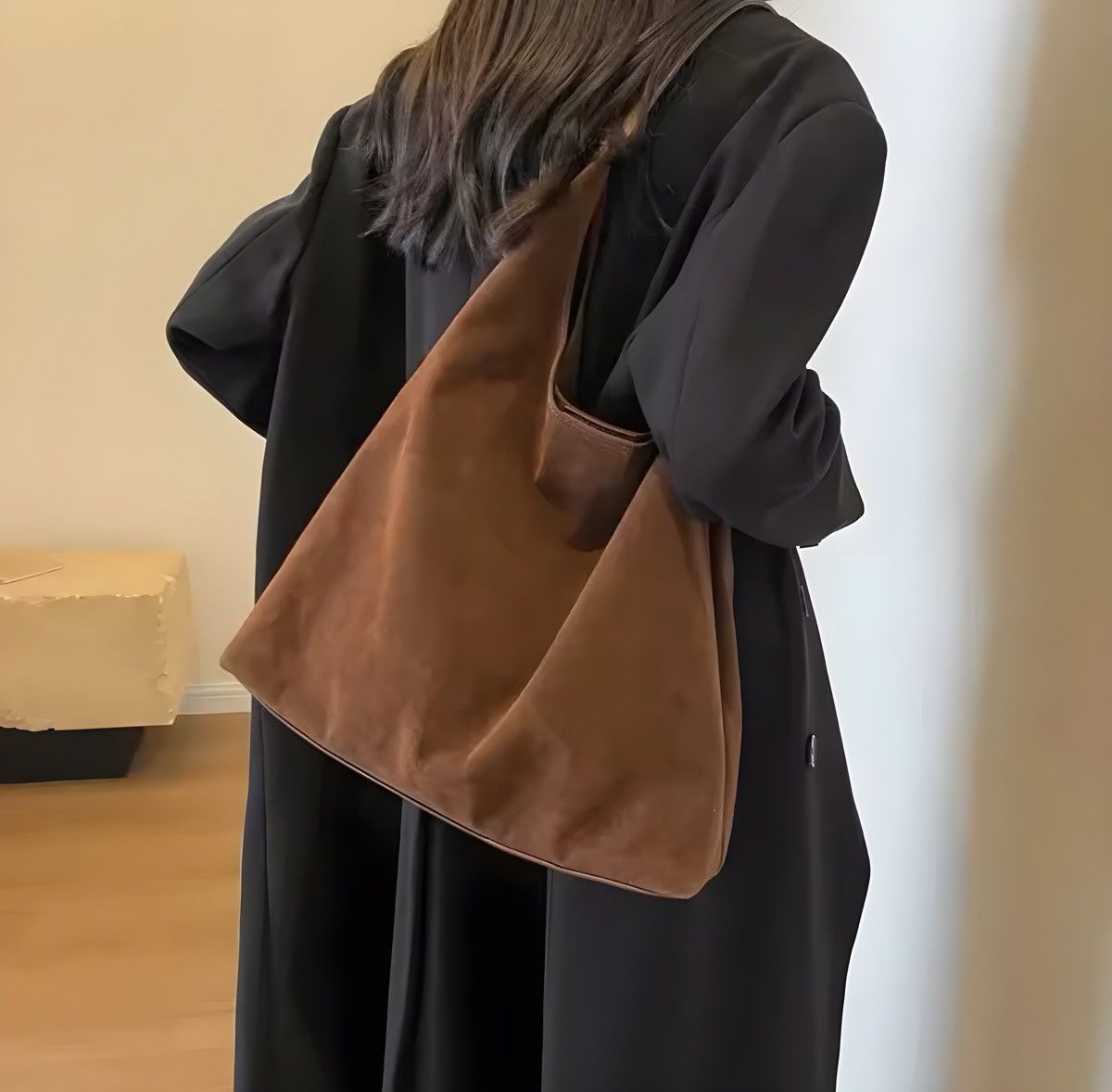 Streetwear Vintage Retro Capacity Casual Shoulder Bag in Brown, Women's