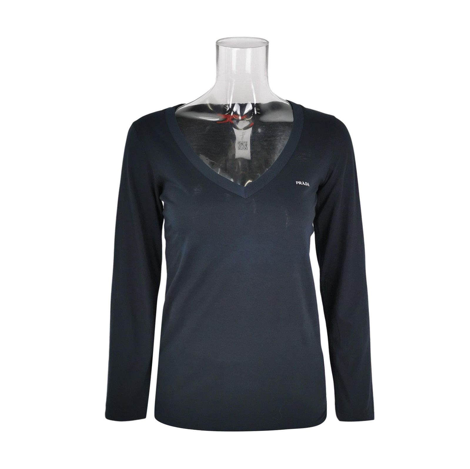 Prada Prada Cotton V-Neck Long Sleeve Top in Medium 0089 Size M / US 6-8 / IT 42-44 - 1 Thumbnail