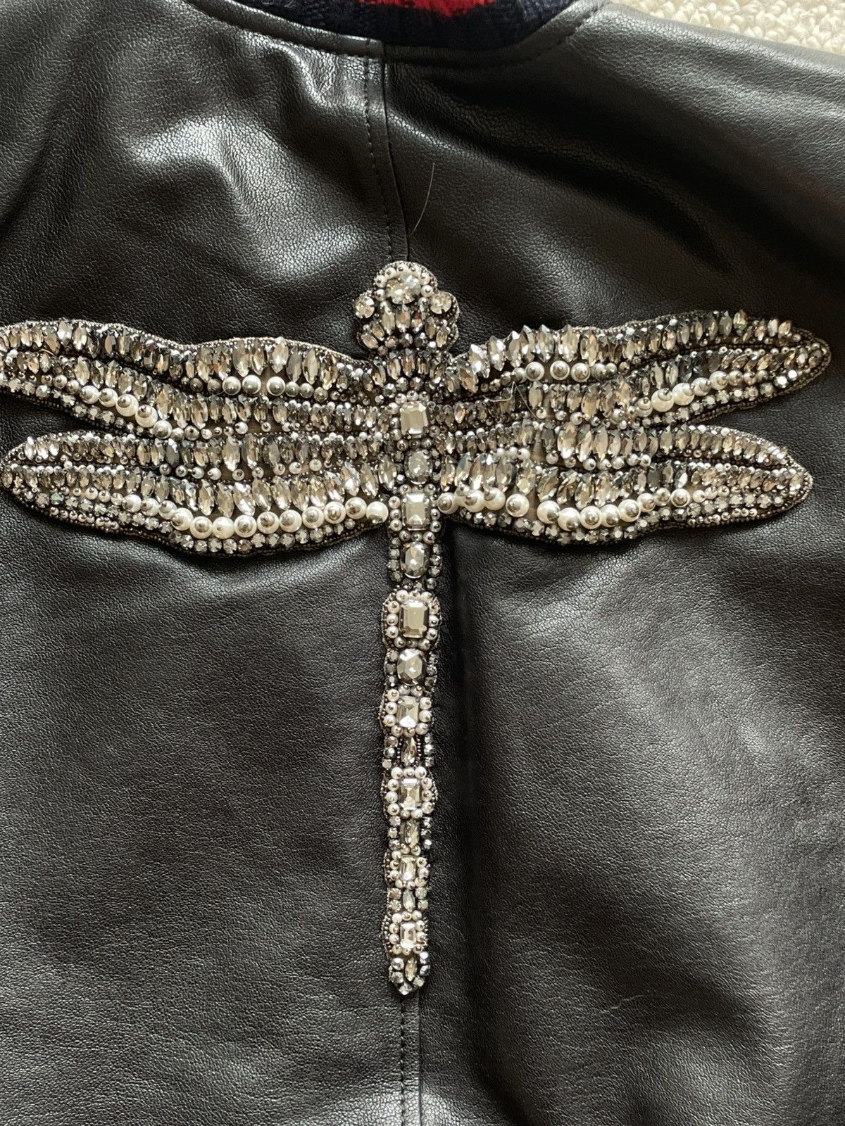 Gucci Authentic Gucci Leather Jacket with Dragonfly Embellishment Size S / US 4 / IT 40 - 6 Thumbnail