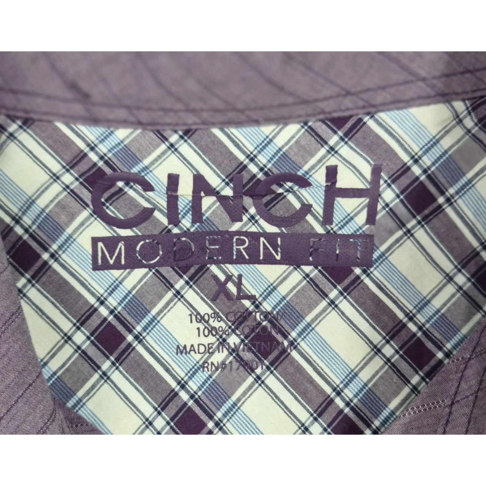 Vintage Cinch Button Up Shirt Mens XL Purple Striped Modern Fit Long Sleeve Western Size US XL / EU 56 / 4 - 6 Thumbnail