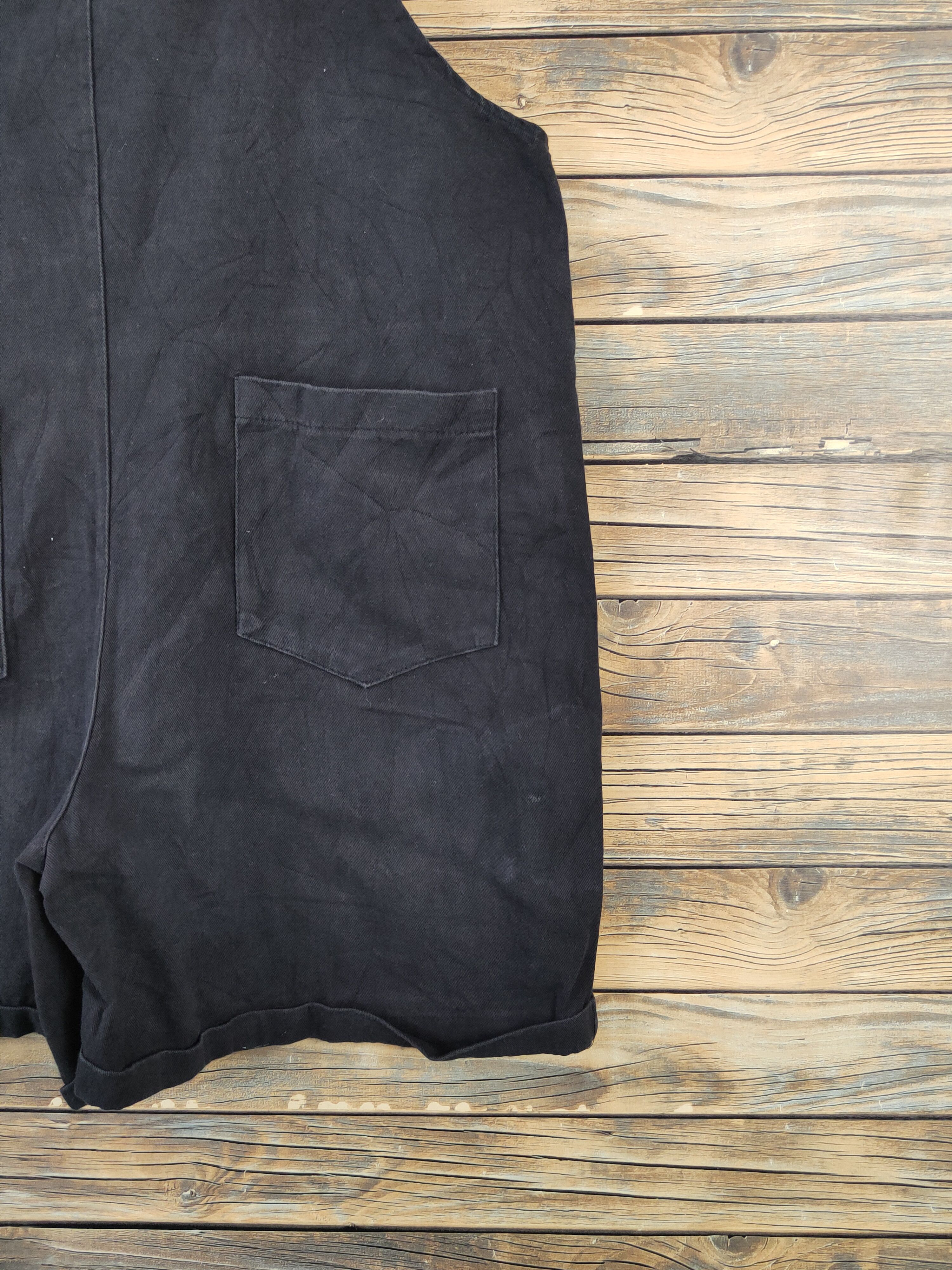 Japanese Brand × Vintage Avant Garde Fashion by Yi-Man Black Shortall Jumpsuits Size 39" - 11 Thumbnail