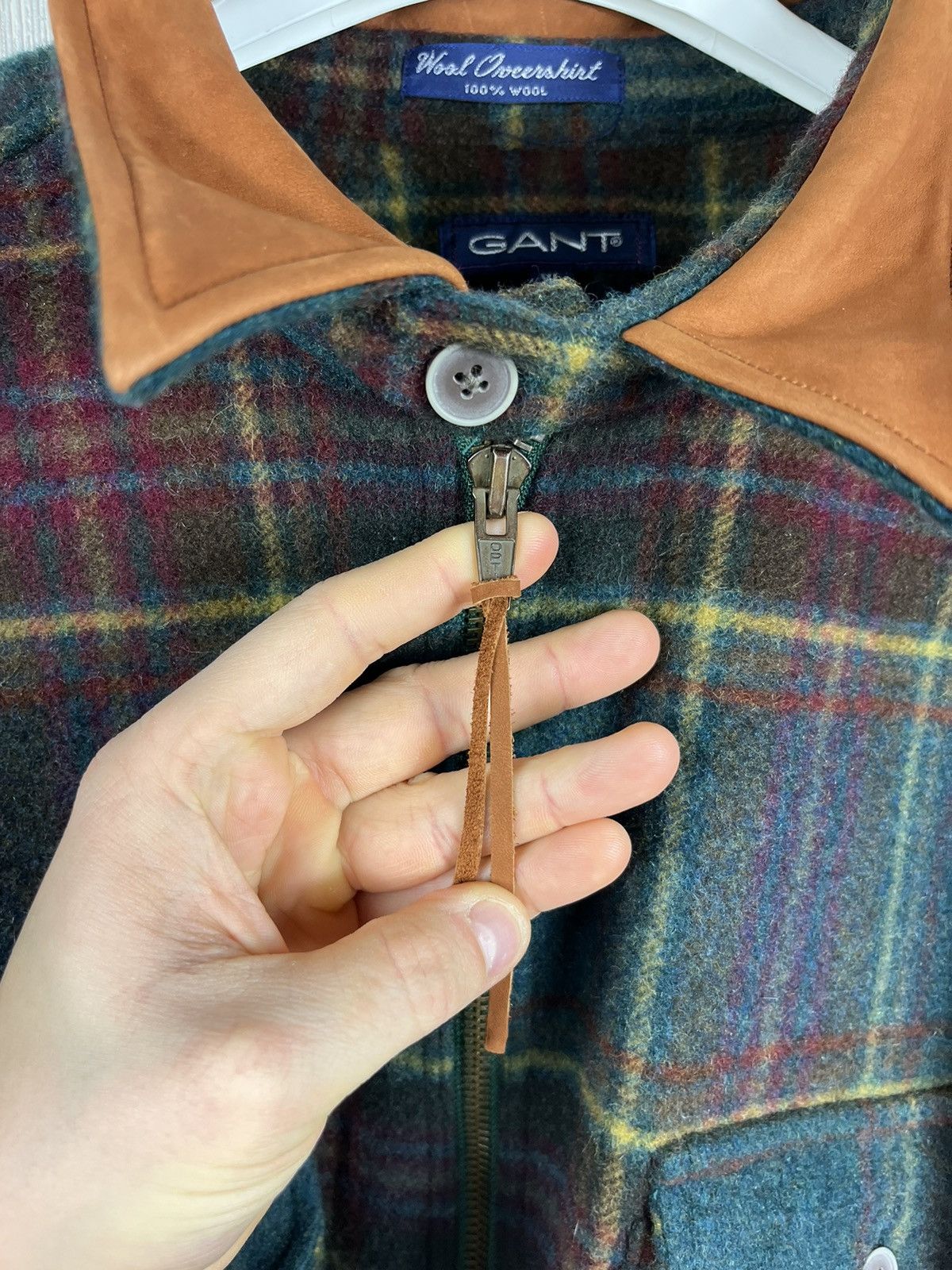 Flannel × Gant × Vintage Vintage 90s Gant plaid wool overshirt flannel checked suede Size US XL / EU 56 / 4 - 13 Thumbnail