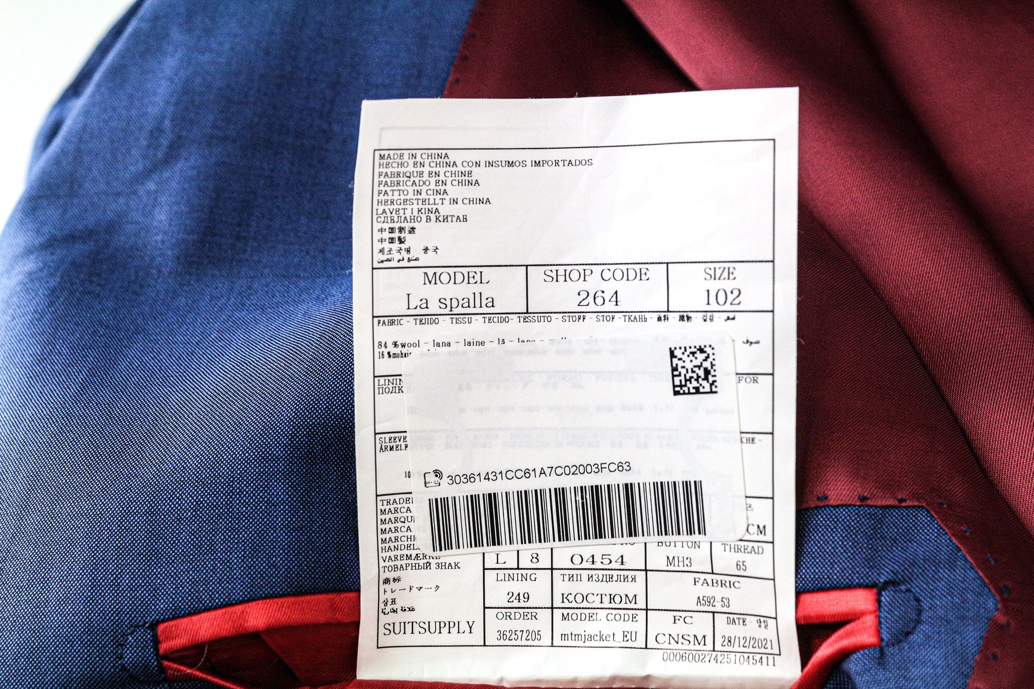 Suitsupply LA SPALLA UK42S Blue Wool Mohair Blazer 74908 Size 42S - 6 Thumbnail