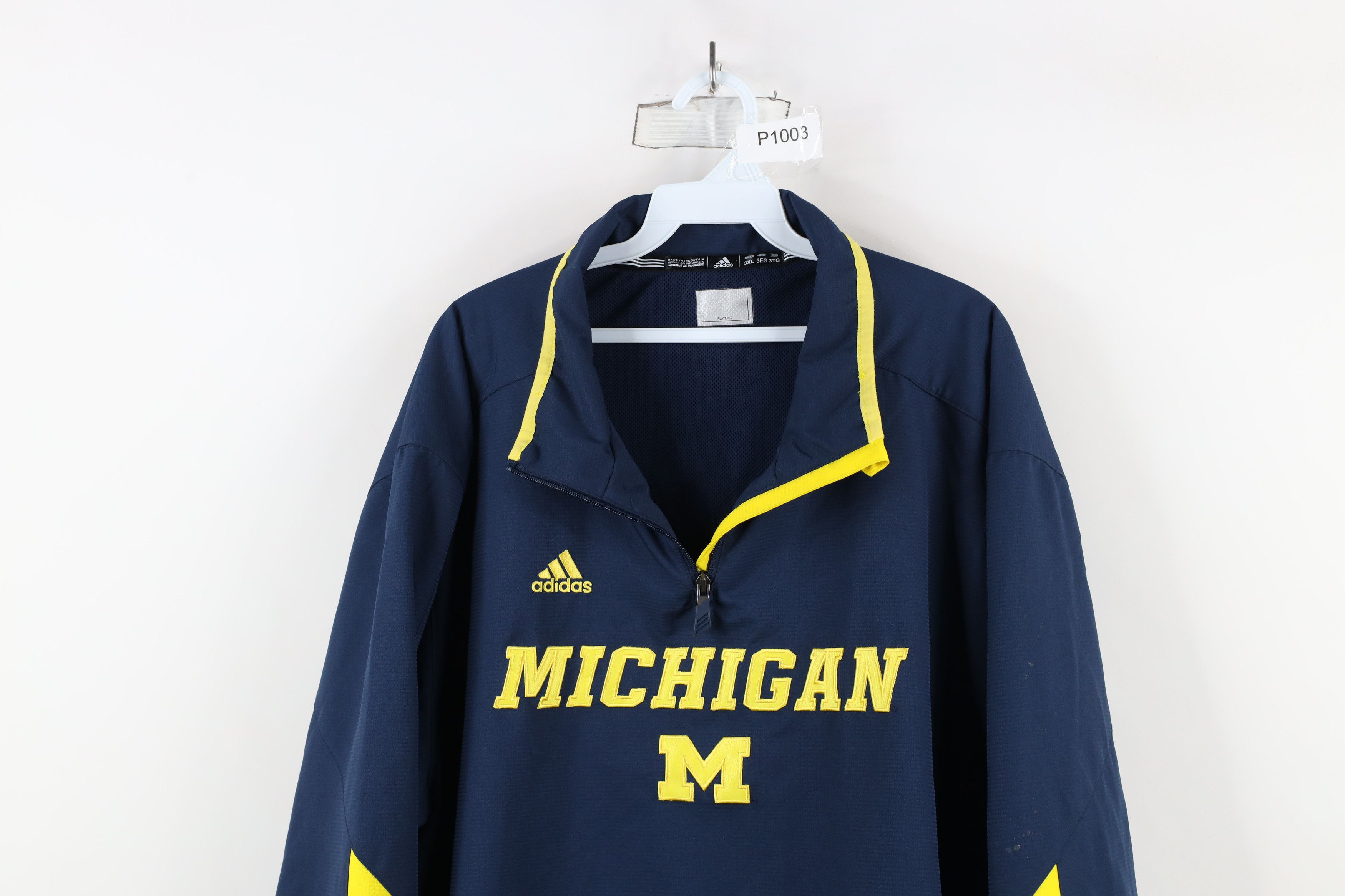 Adidas × Vintage Adidas University of Michigan Football Pullover Jacket Blue Size US XXL / EU 58 / 5 - 2 Thumbnail